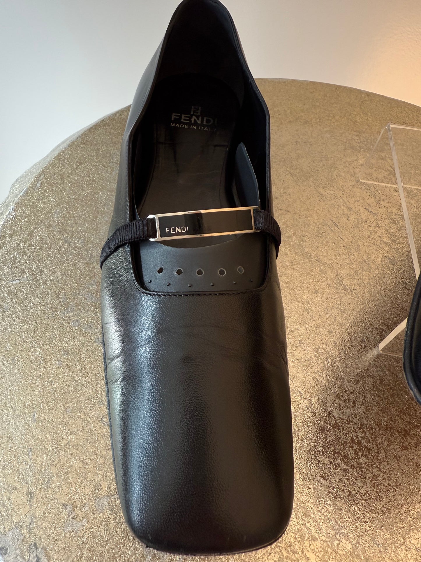 FENDI - Black Leather Mary Jane Flats