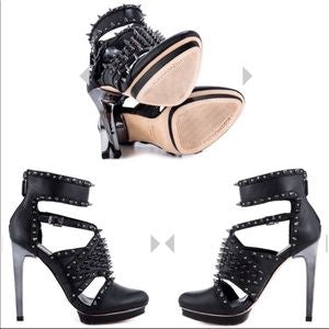 BCBGMAXAZRIA - Black Snake Embossed Spiked Vamp Pumps