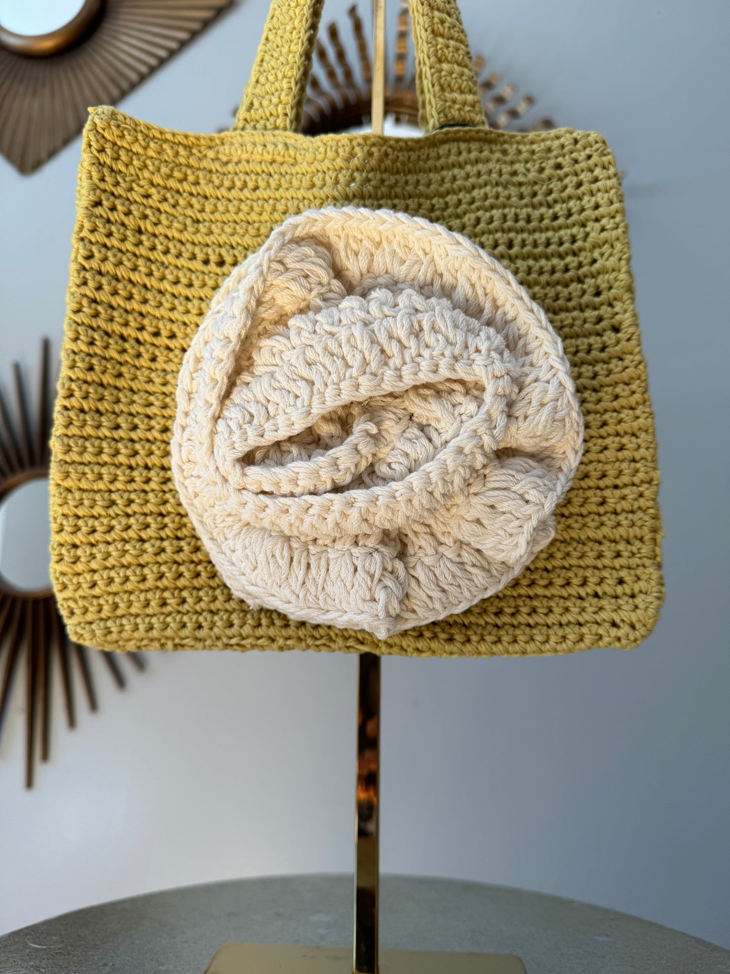 MANGO - Yellow Crochet Flower Bag