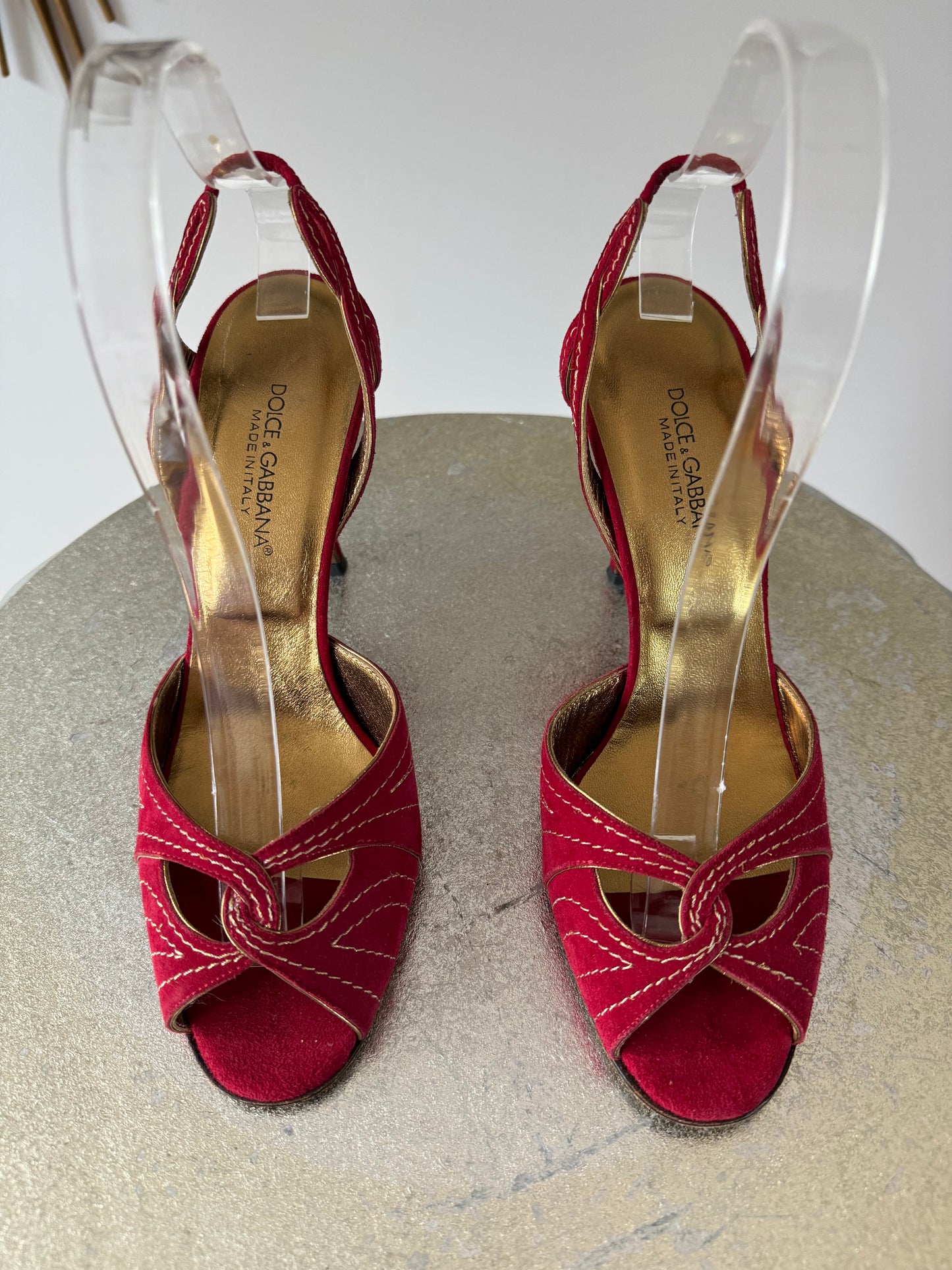 Dolce & Gabbana - Red Suede Slingback Sandals