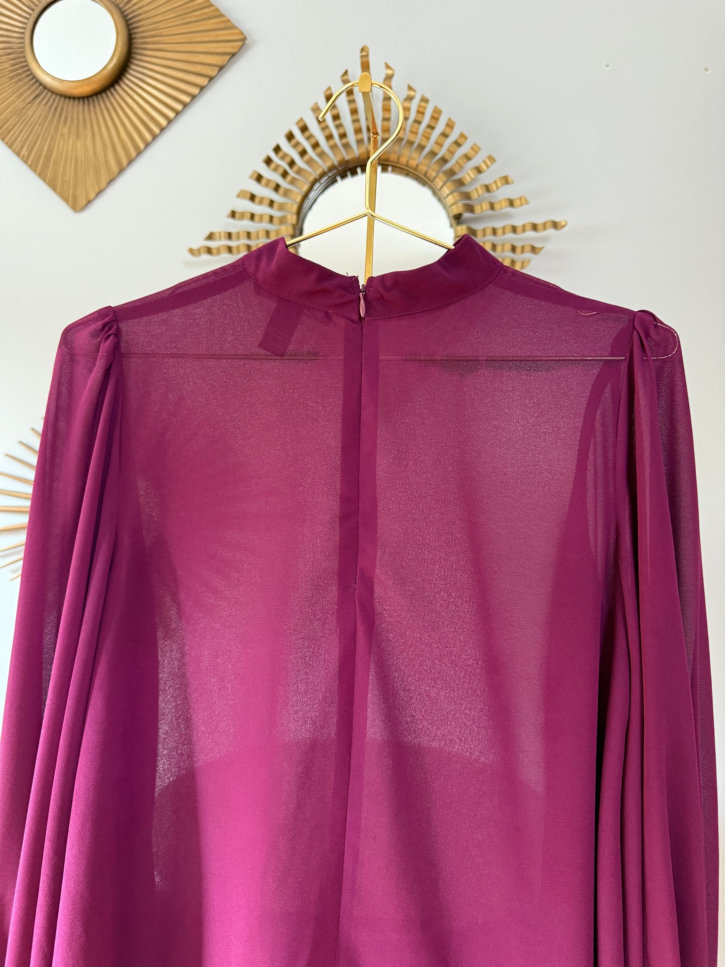 Forever 21 - Burgundy Sheer Long Sleeve Top