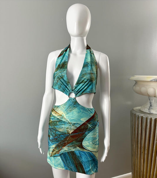 Farai London - Blue Gaia Mini Dress