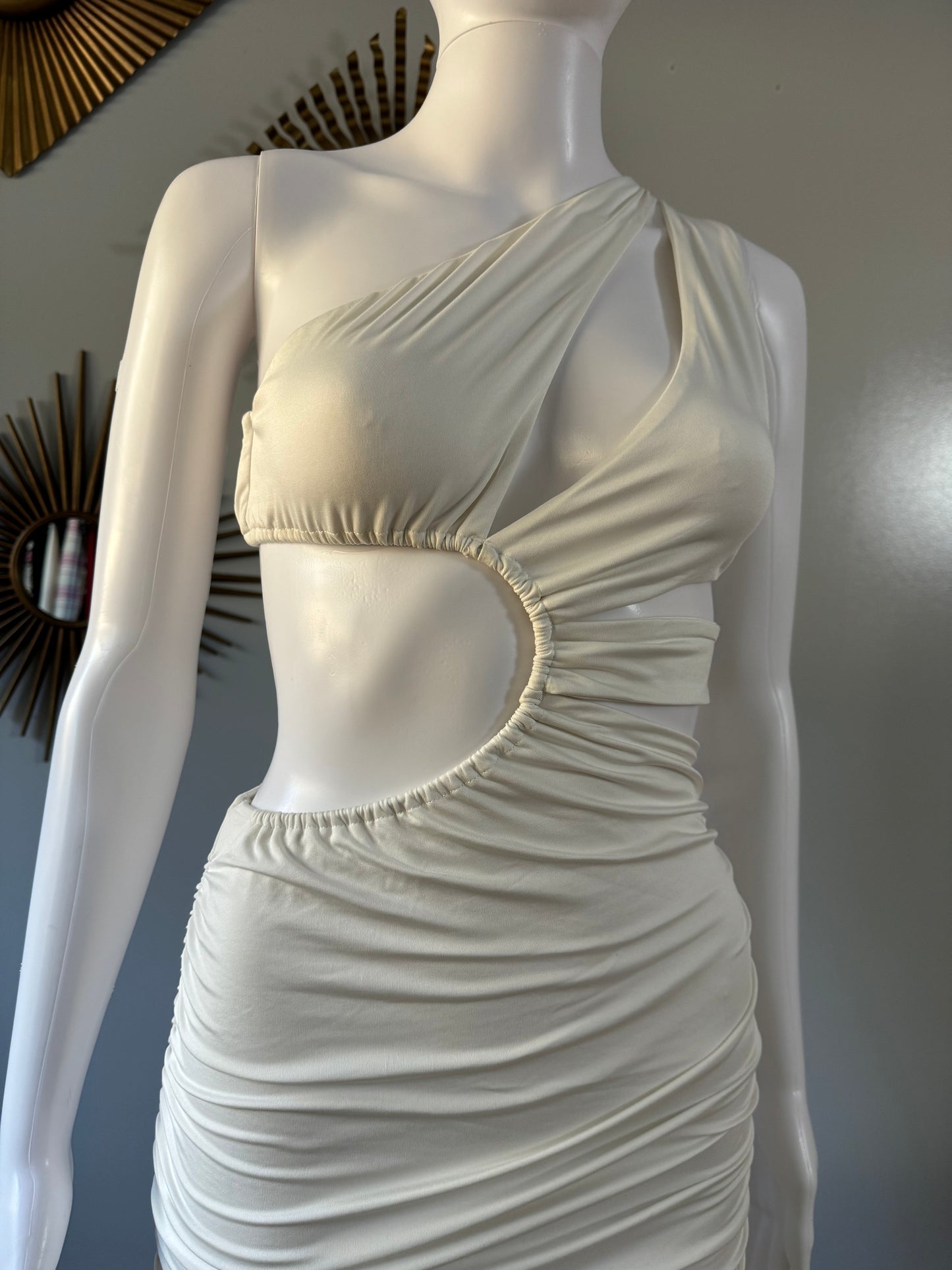 Oh Polly - Ivory One Shoulder Dress w/ Cutouts