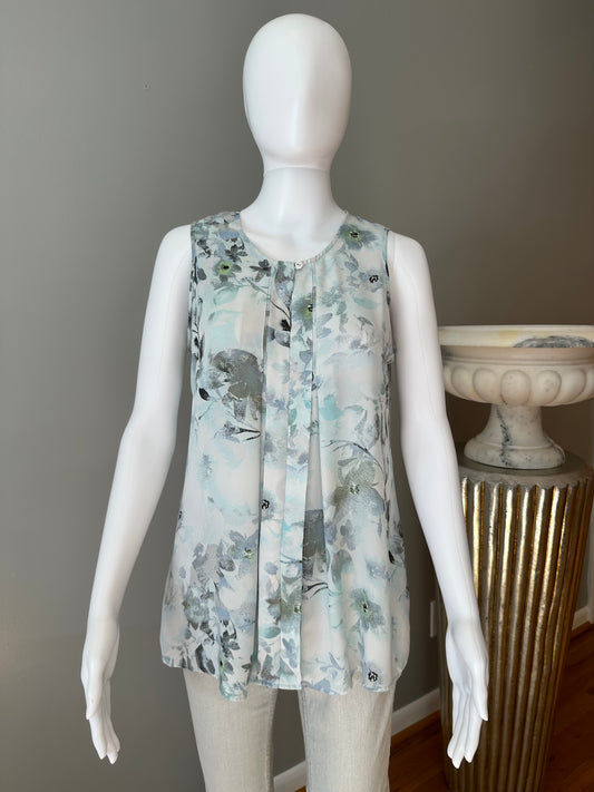 Rose & Olive - Blue Floral Sleeveless Top
