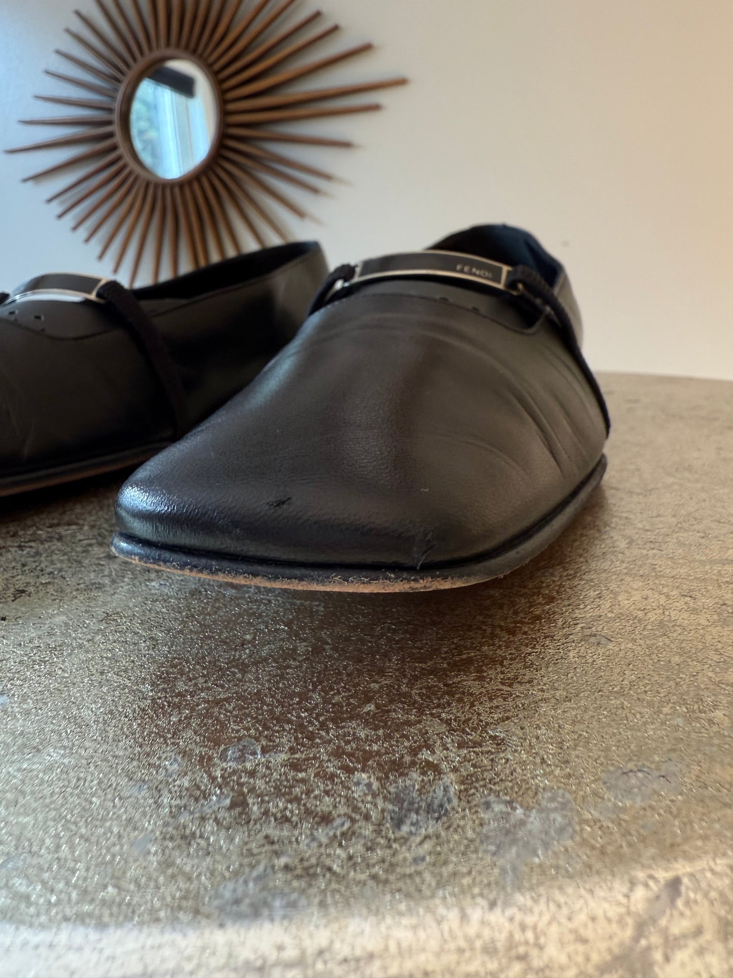 FENDI - Black Leather Mary Jane Flats