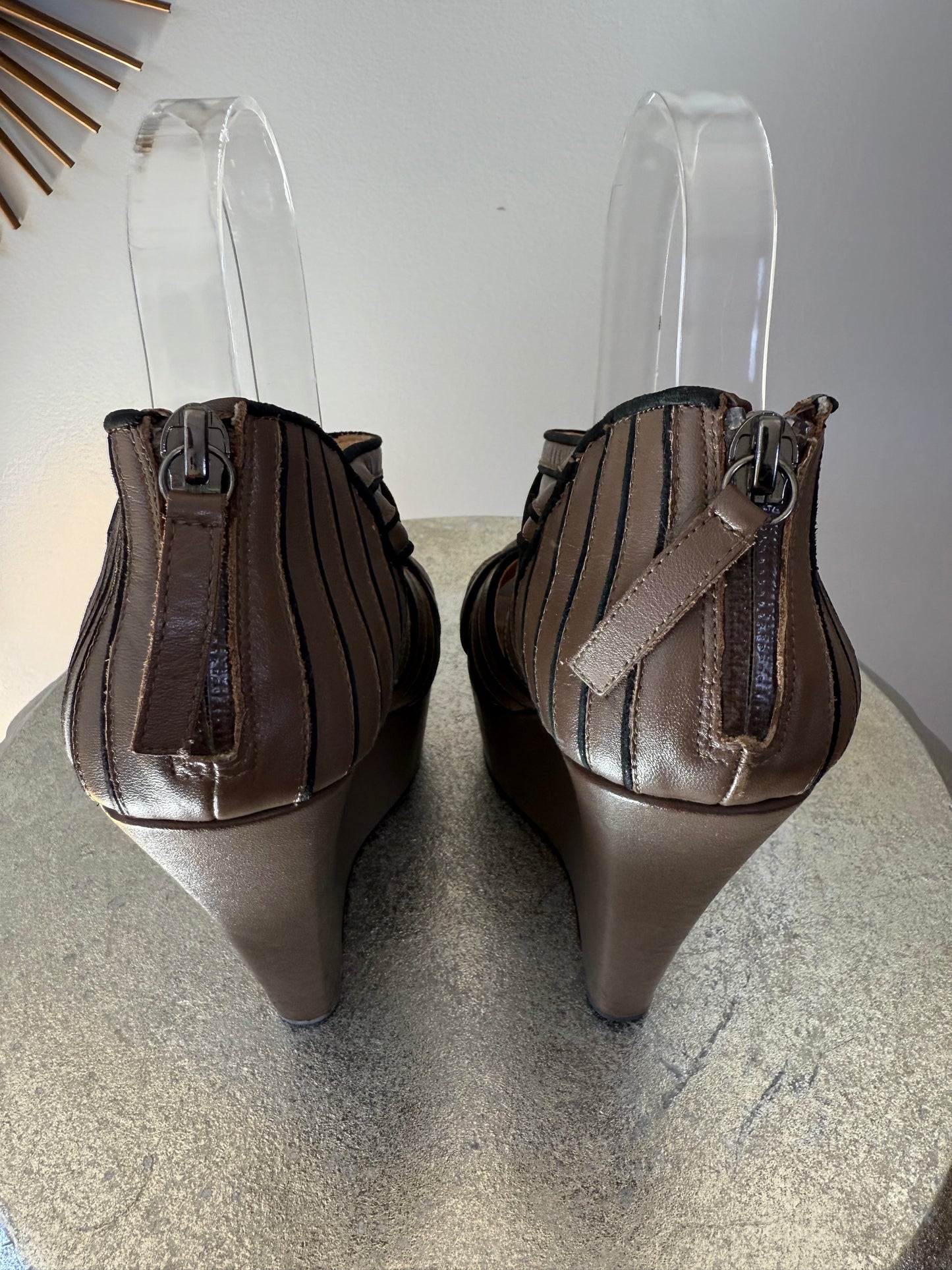 L.A.M.B - Brown & Black Bernadette Wedge Sandals