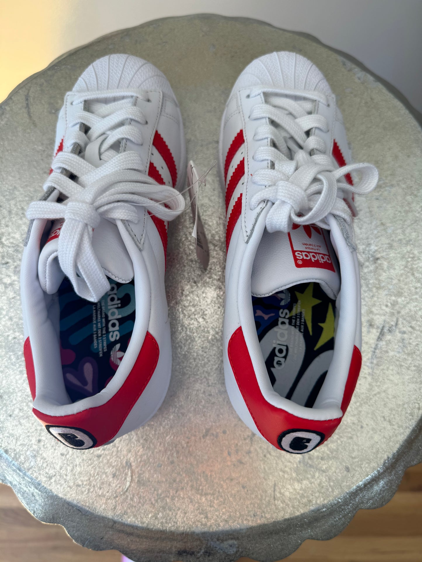 Adidas - White & Red Superstar Sneakers