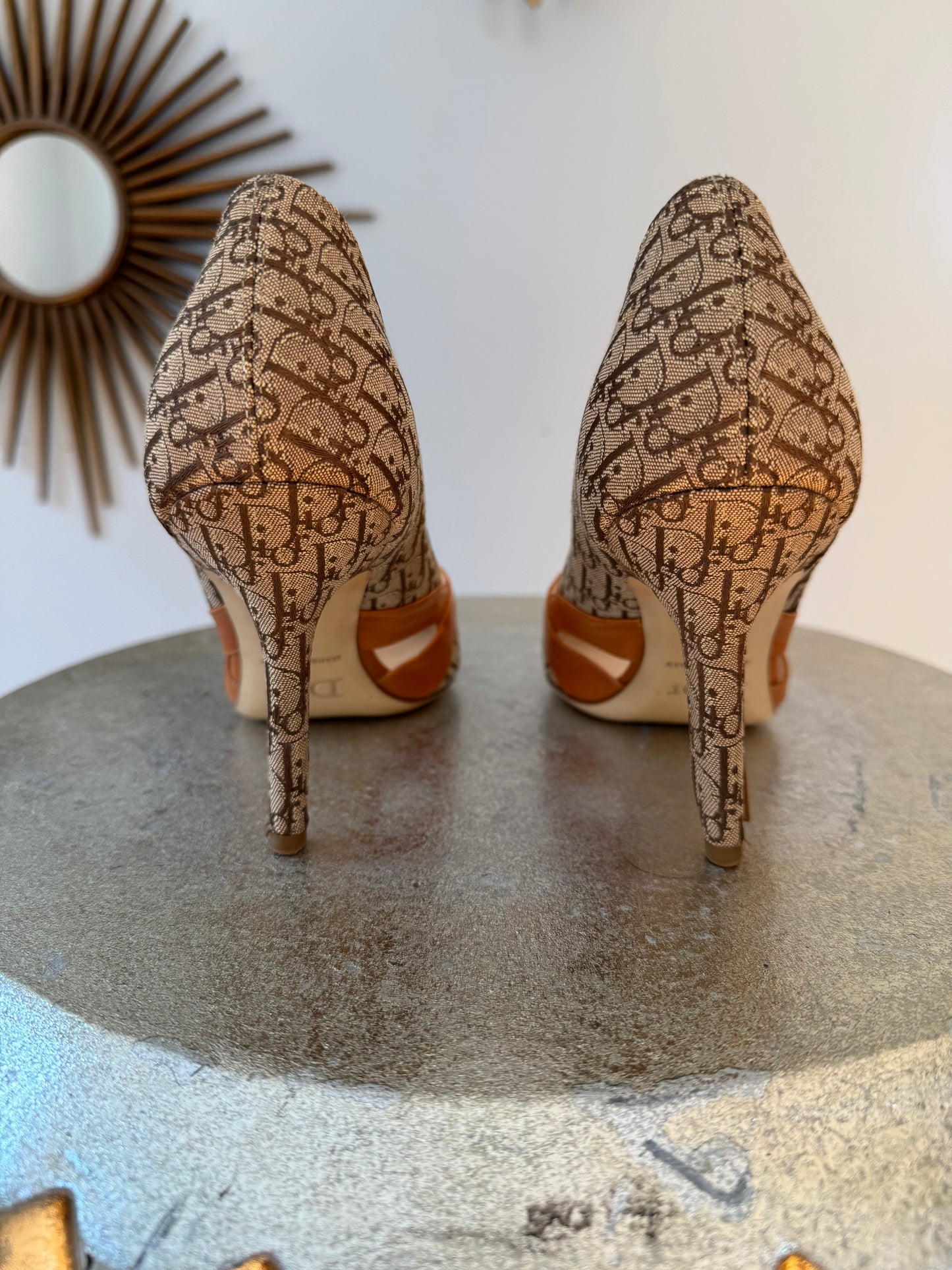 Dior - Brown Diorissimo Canvas & Leather Trim Pumps