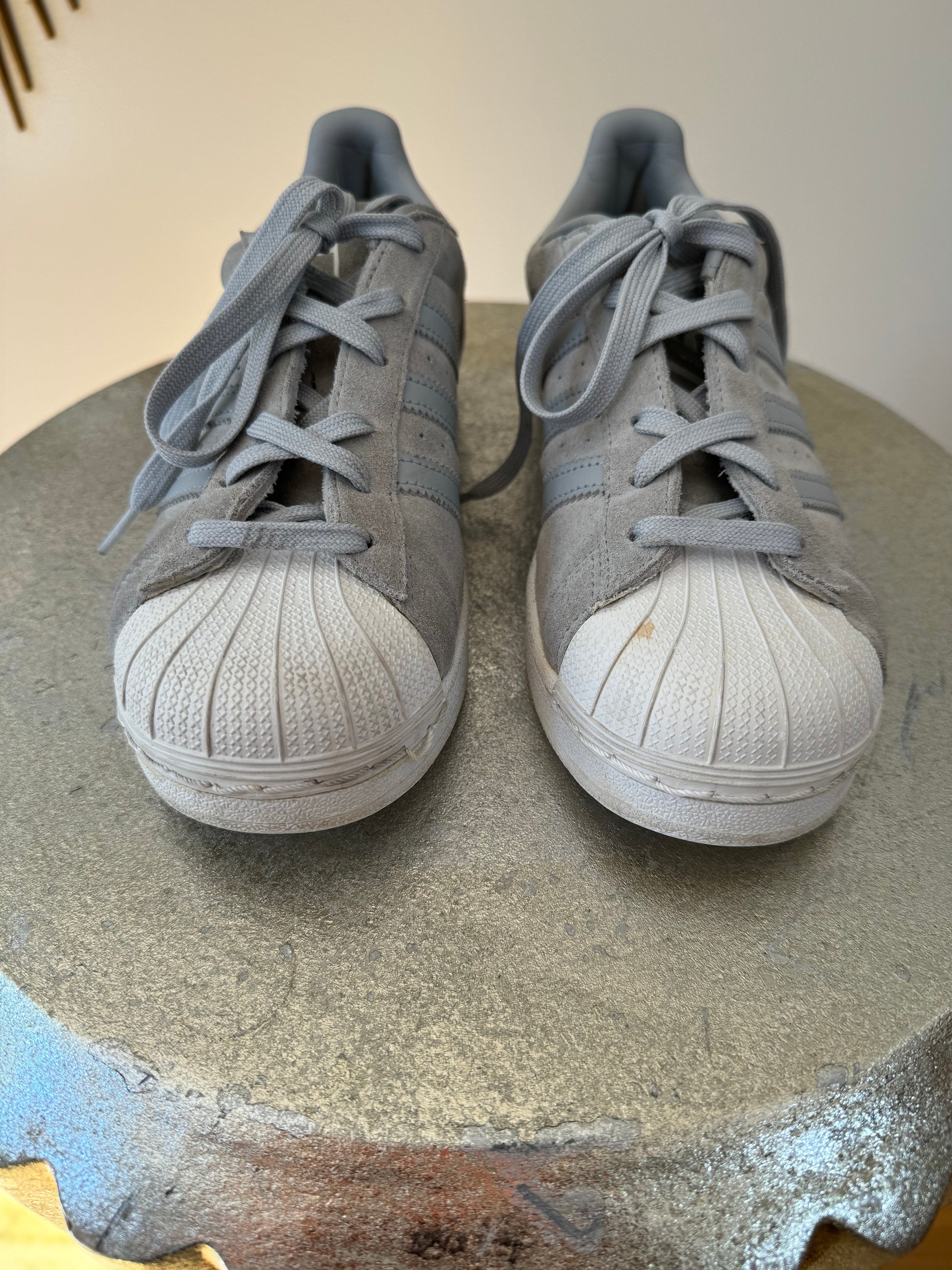 Adidas - Grey Suede Superstar Sneakers-Chic Couture Closet ATL