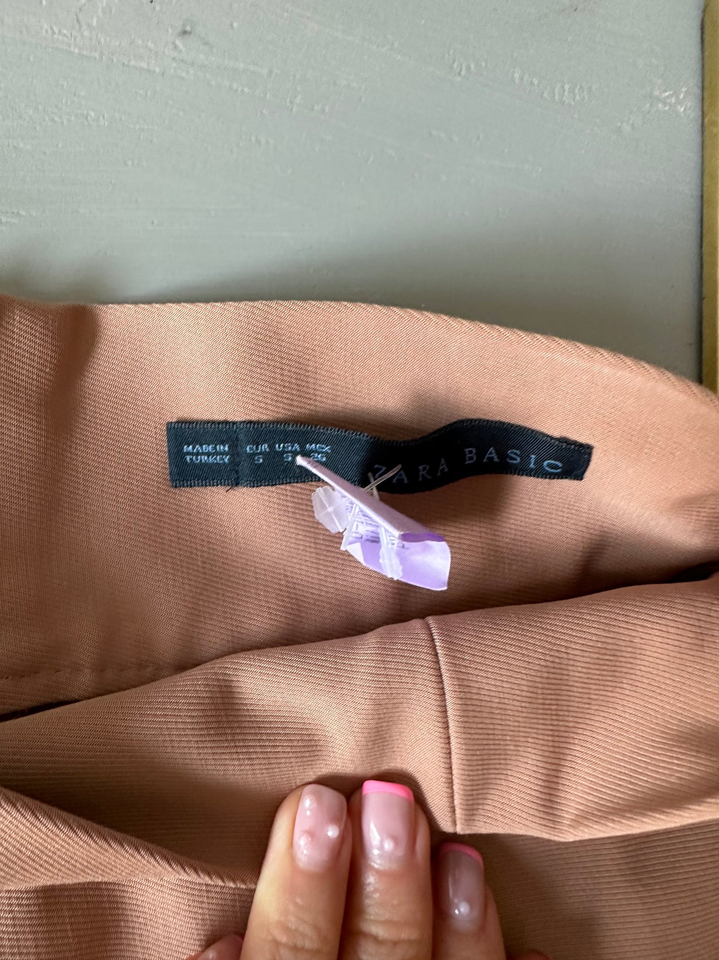 ZARA - Tan Color block A-line Midi Skirt