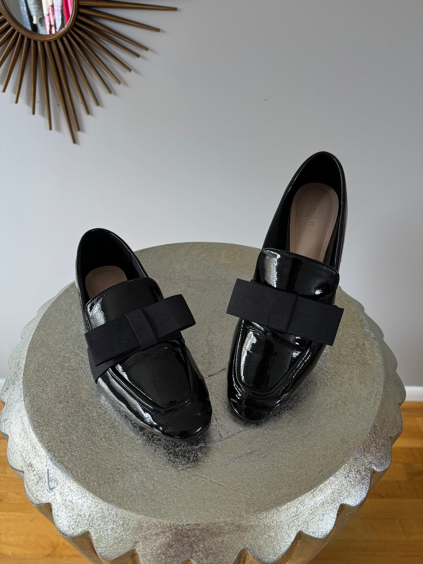 ZARA - Black Bow Patent Leather Loafers