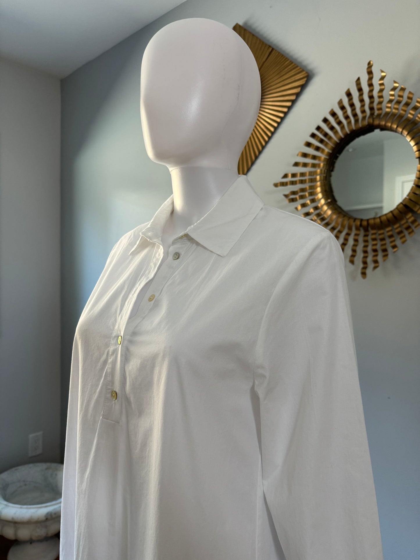 ZARA - White Pleated Skirt Shirt Dress