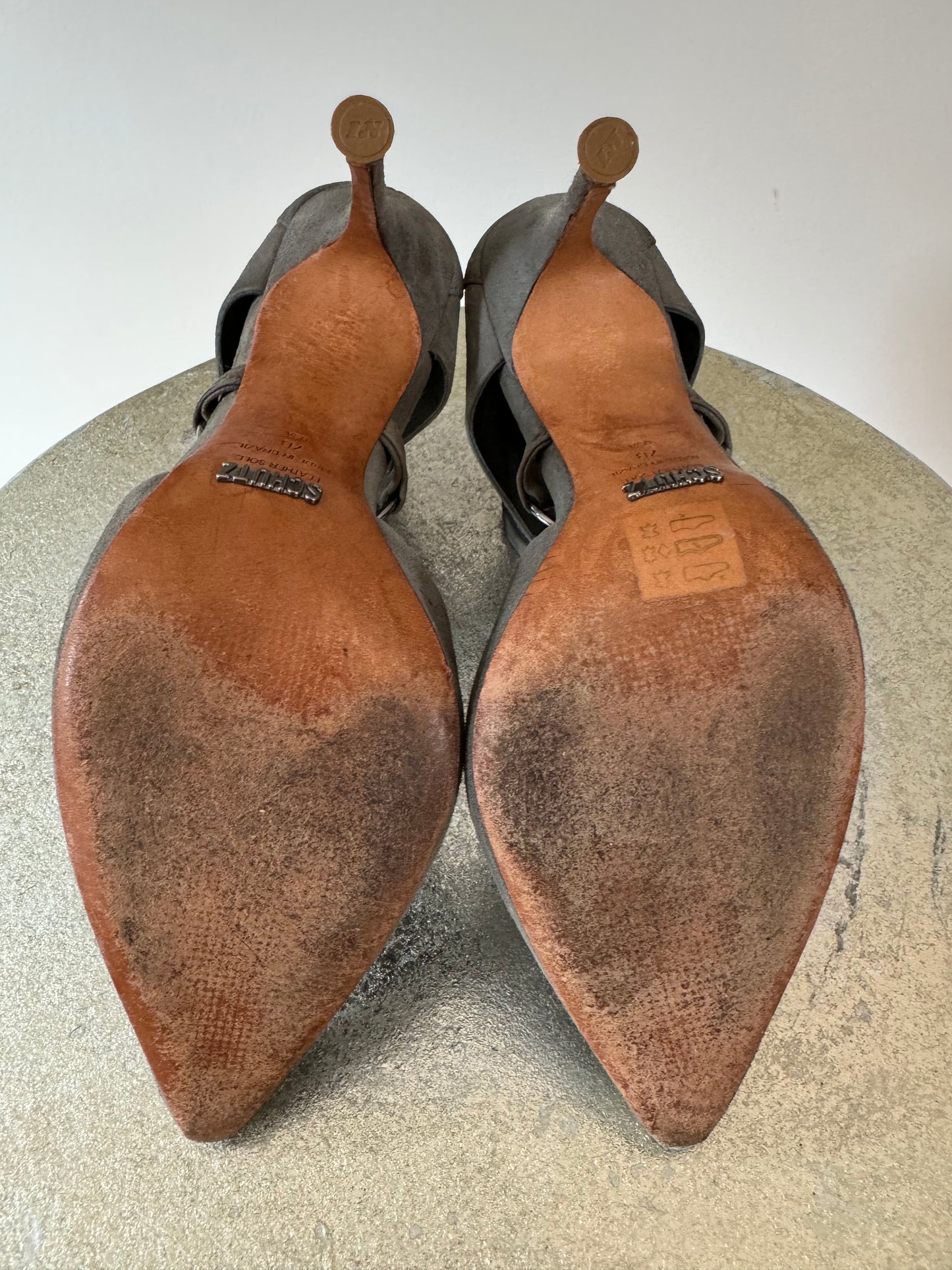 Schutz - Grey Dezi Suede Harness Heels