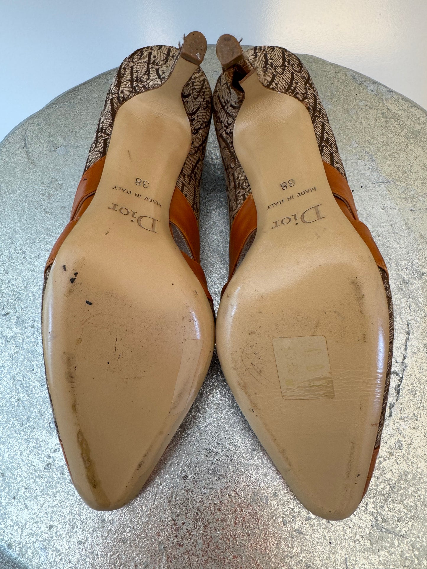 Dior - Brown Diorissimo Canvas & Leather Trim Pumps