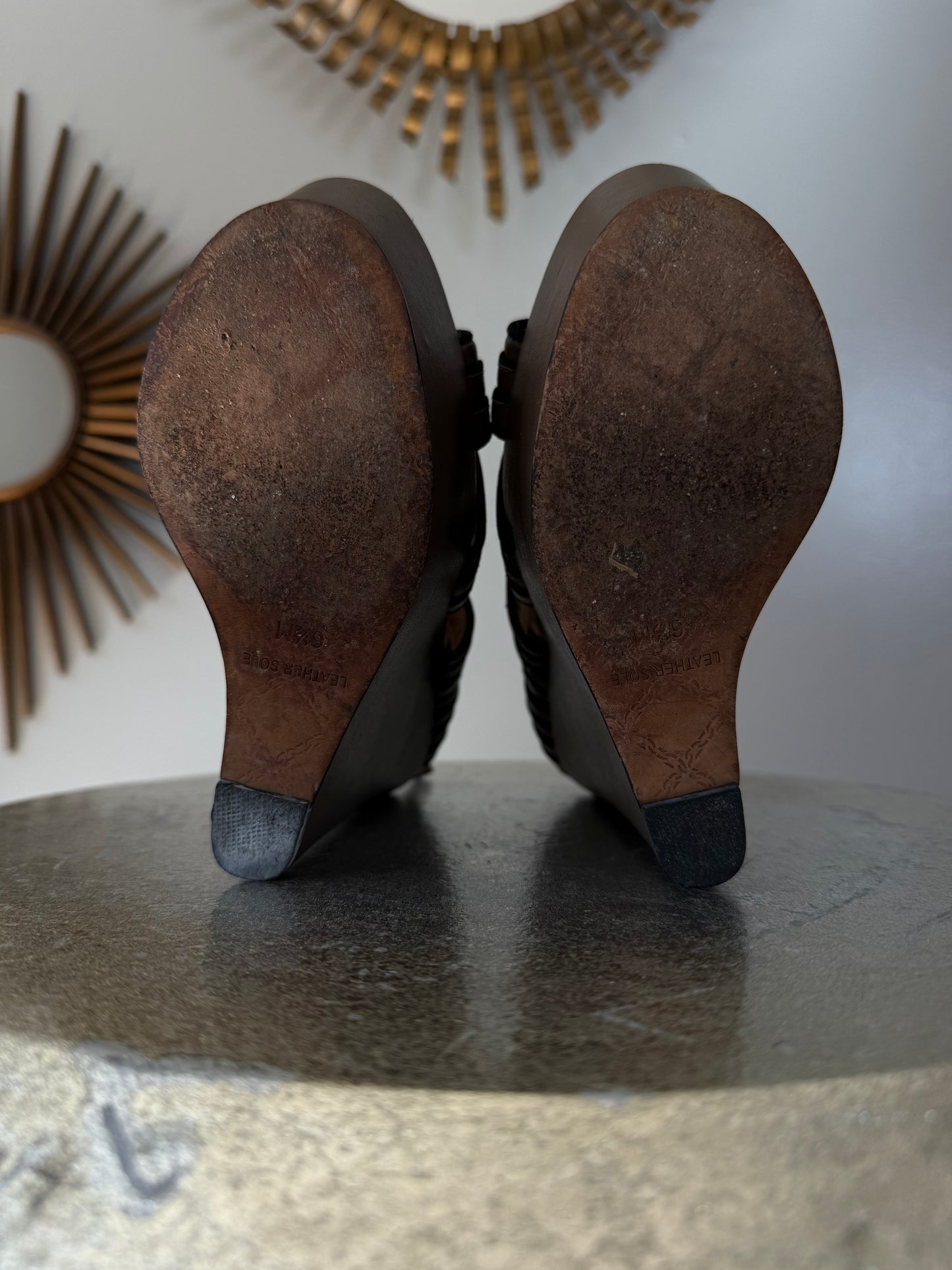 L.A.M.B - Brown & Black Bernadette Wedge Sandals