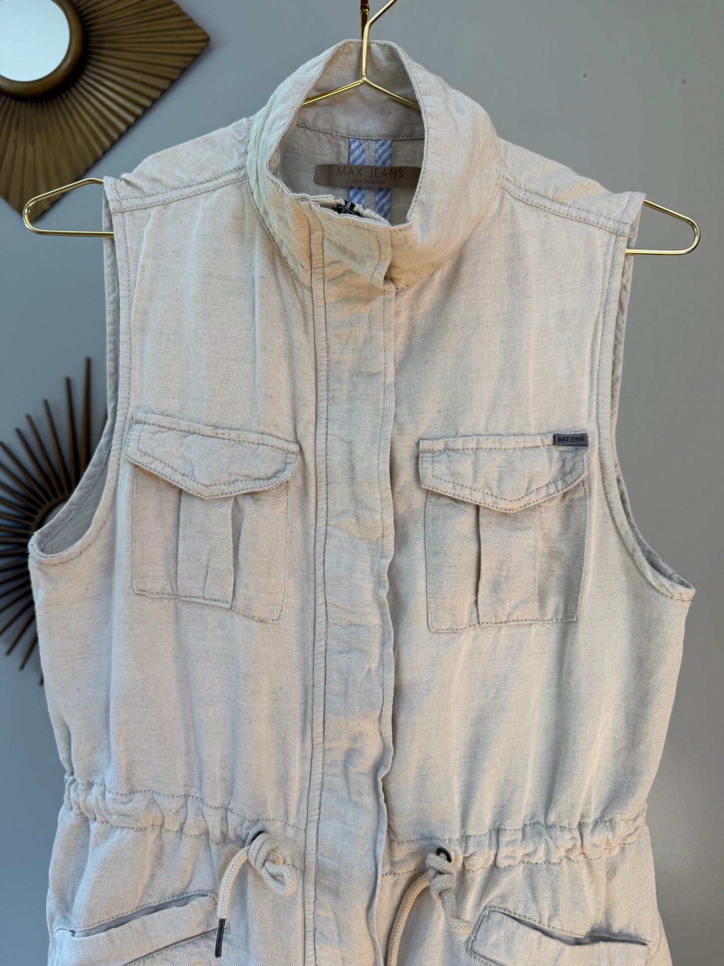 Max Jeans - Beige Zip Up Vest