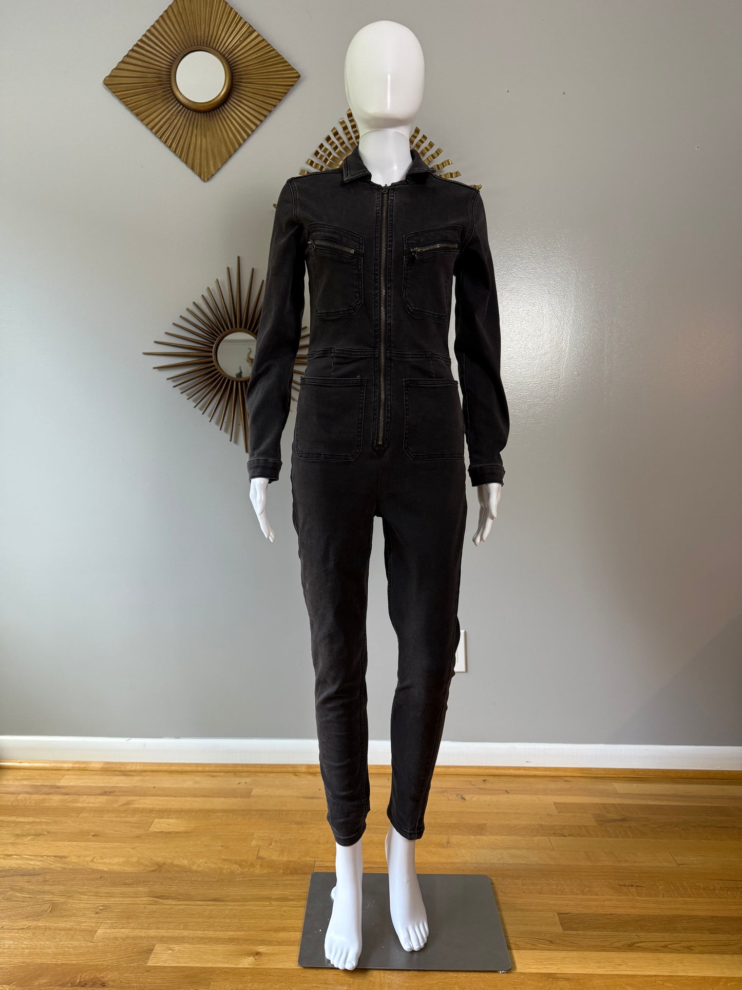 Free People - Black Denim Lennox Jumpsuit
