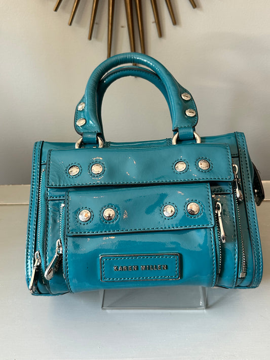 Karen Millen - Teal Patent Leather Handbag