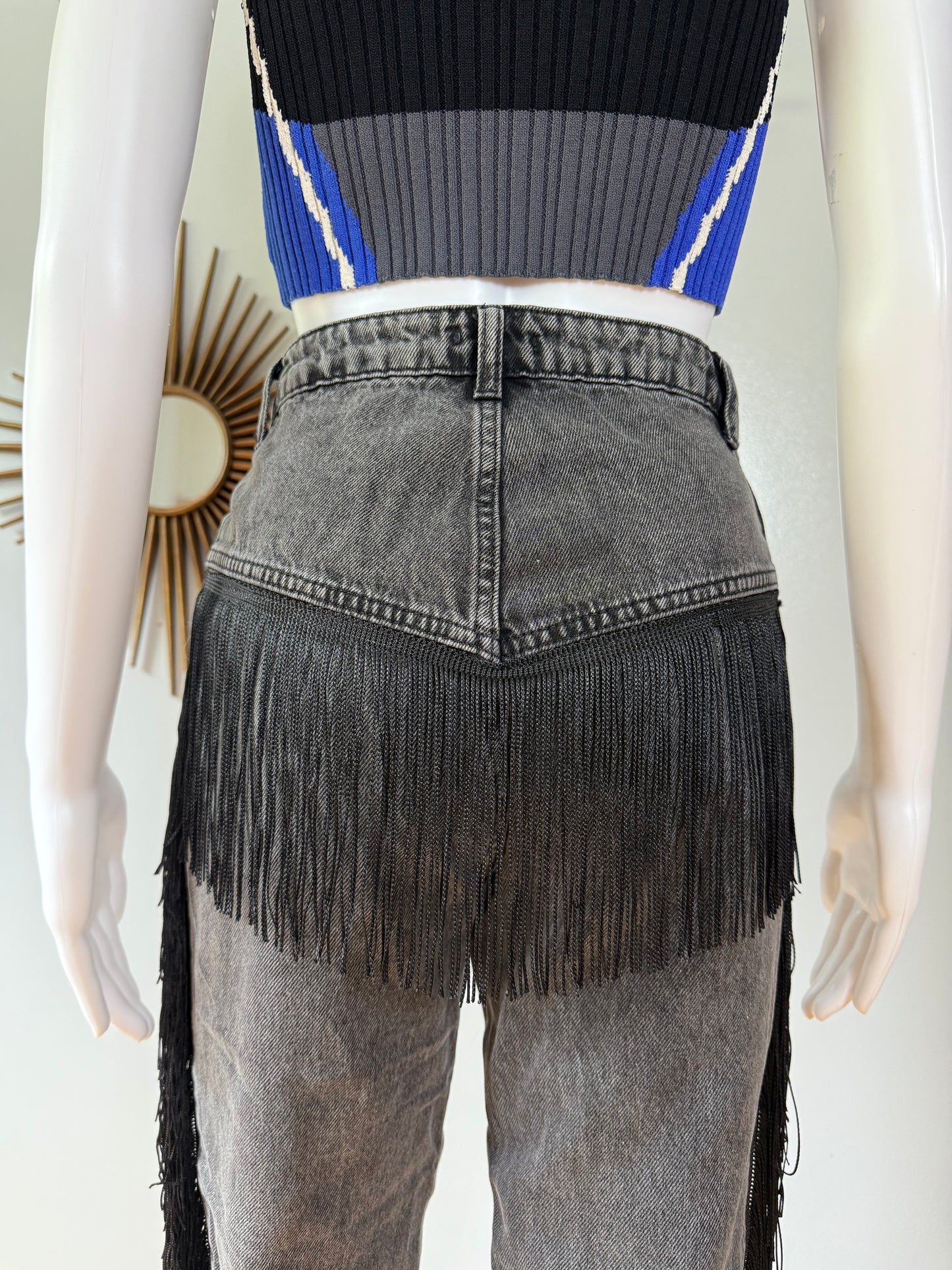 Nasty Gal - Black Fringe Jeans