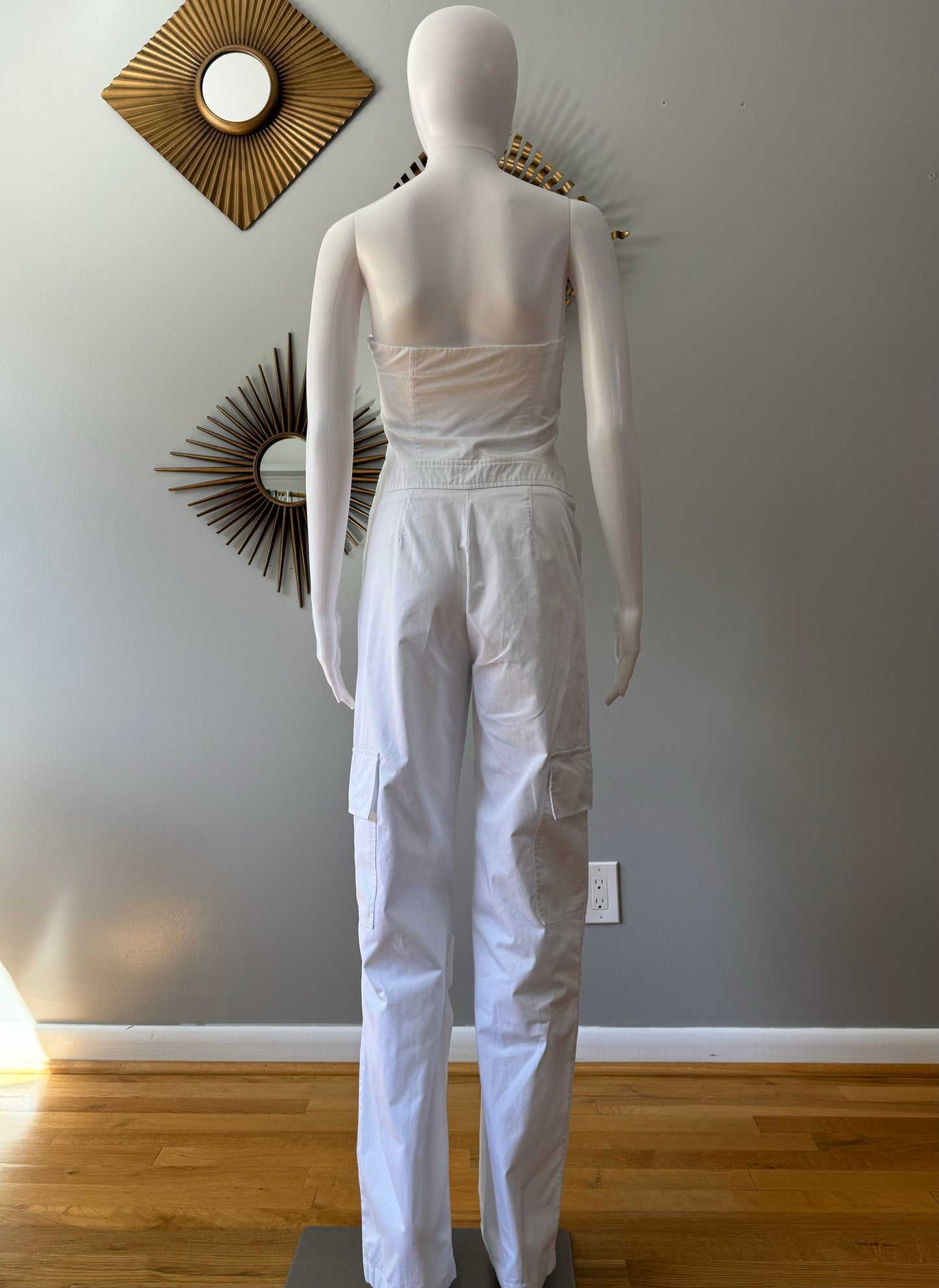 ZARA - White Strapless Cargo Jumpsuit