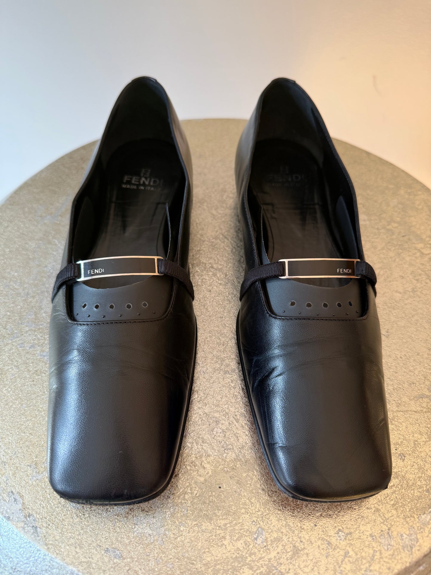 FENDI - Black Leather Mary Jane Flats