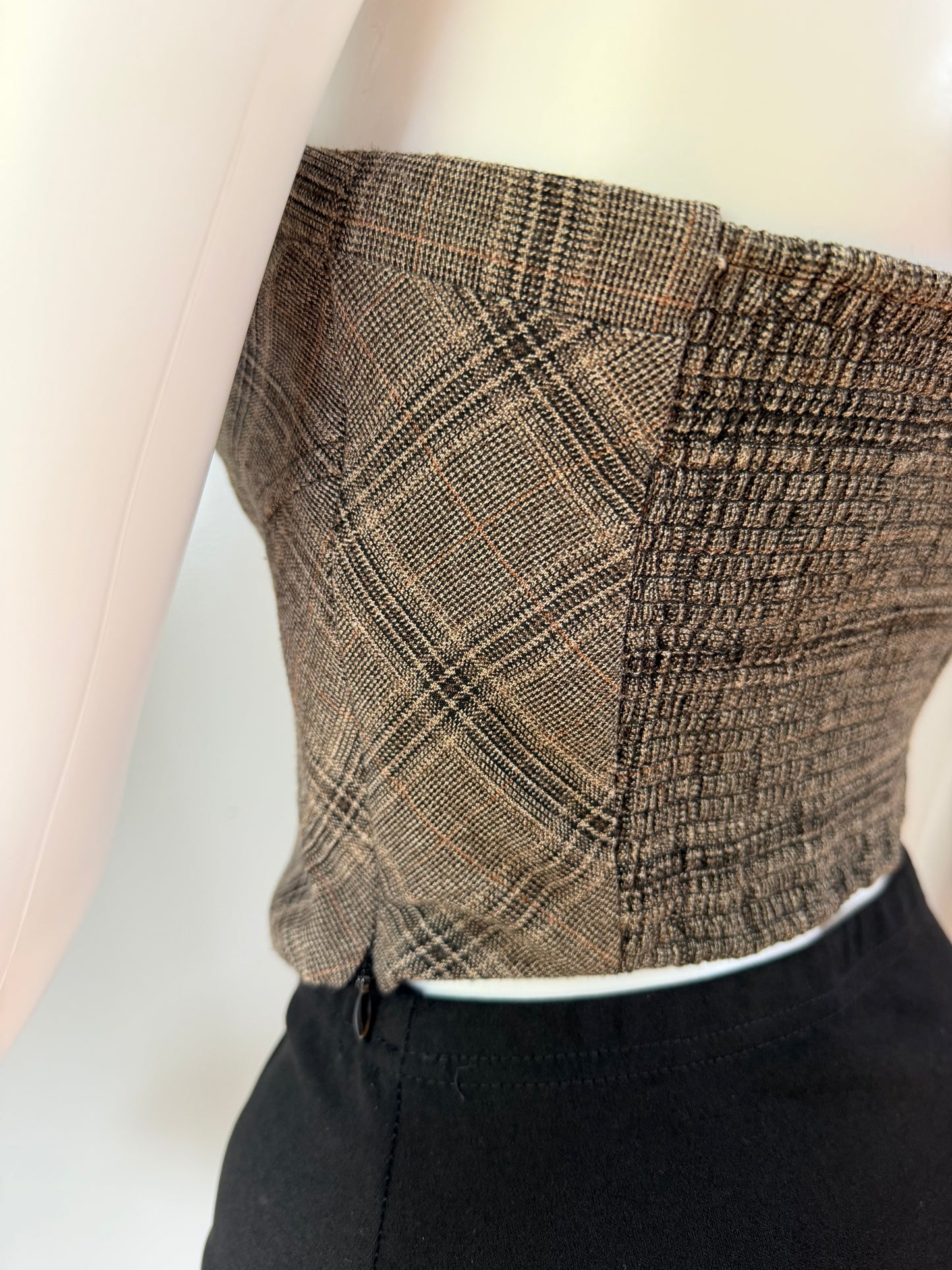 Free People- Brown Out West Plaid Corset