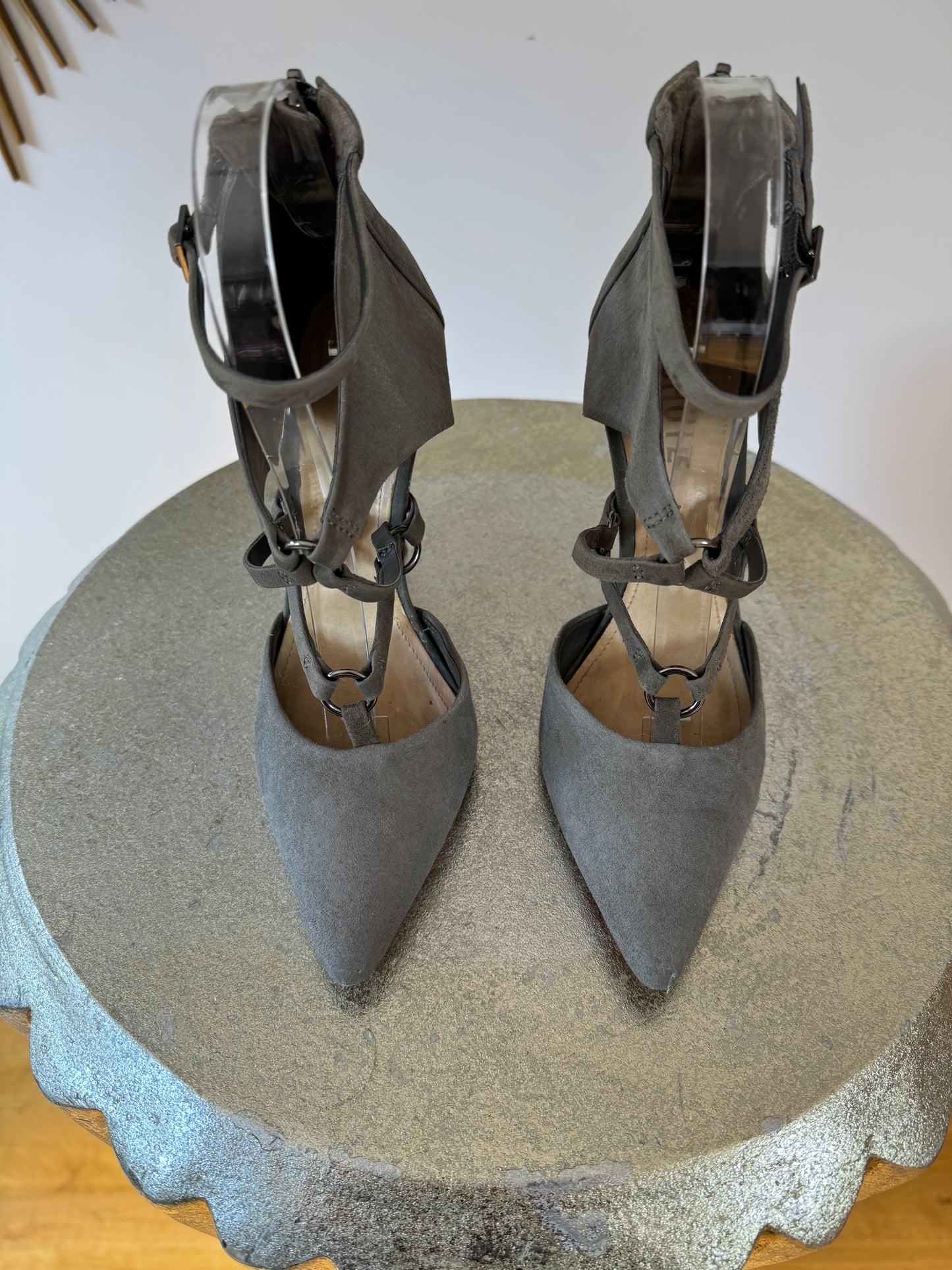 Schutz - Dezi Gray Suede Harness Heels