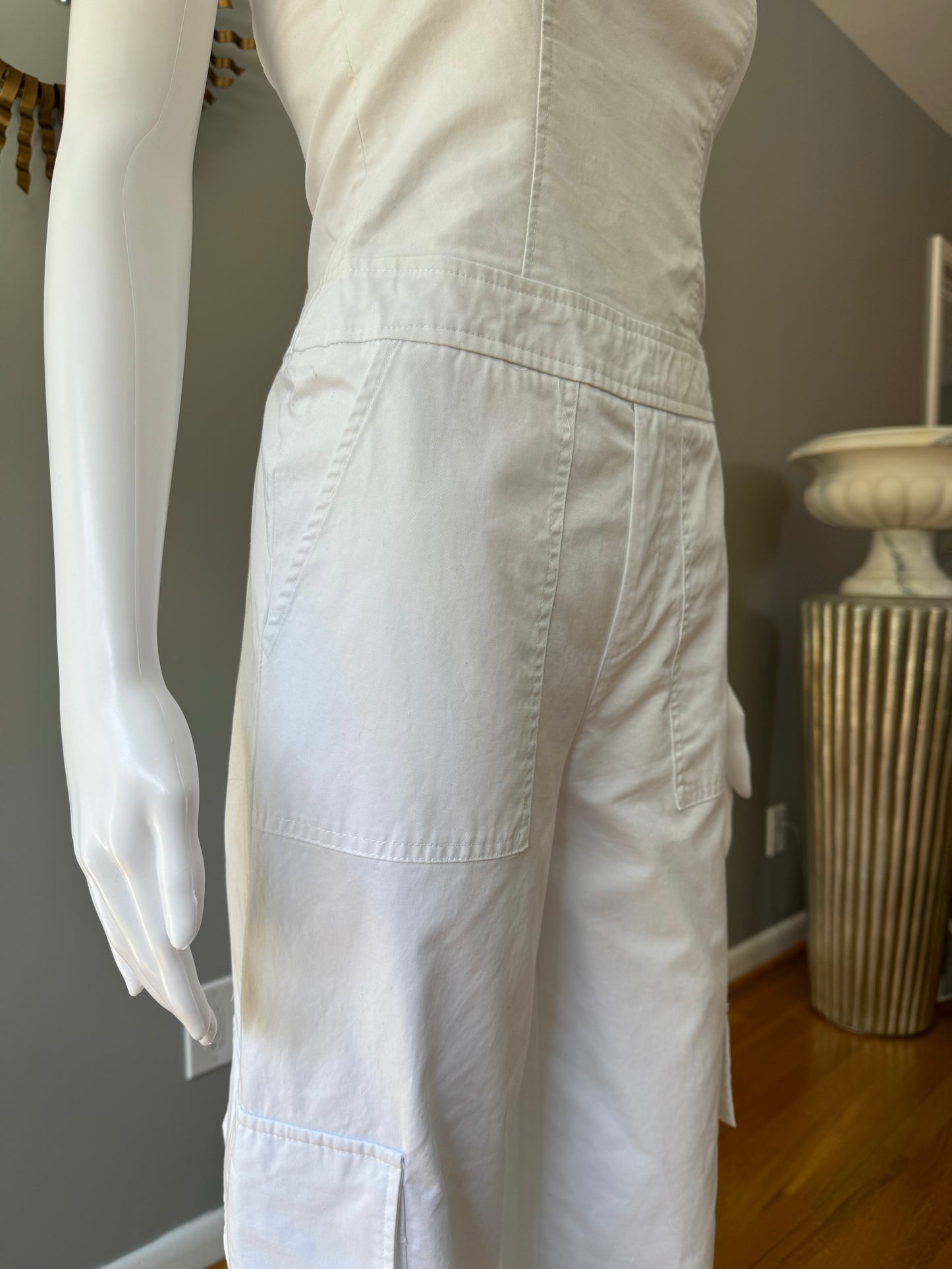 ZARA - White Strapless Cargo Jumpsuit