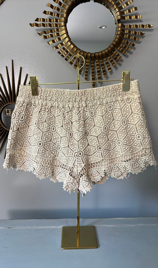 Ecotè - Beige Macrame Lace Shorts