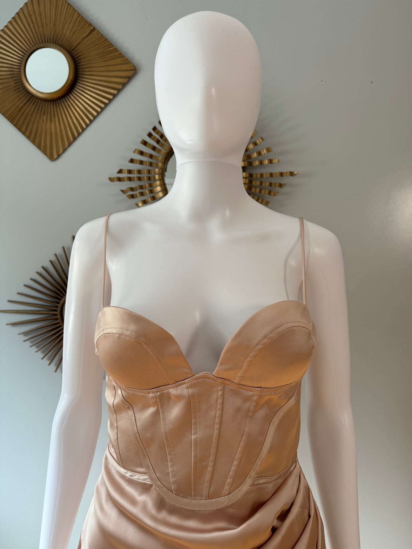 ZARA - Champagne Corset Top Mini Dress