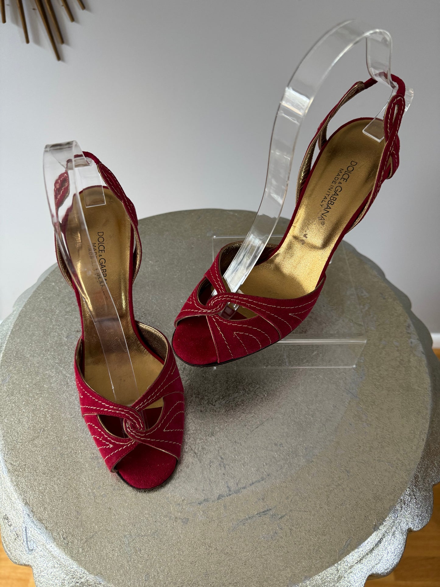 Dolce & Gabbana - Red Suede Slingback Sandals