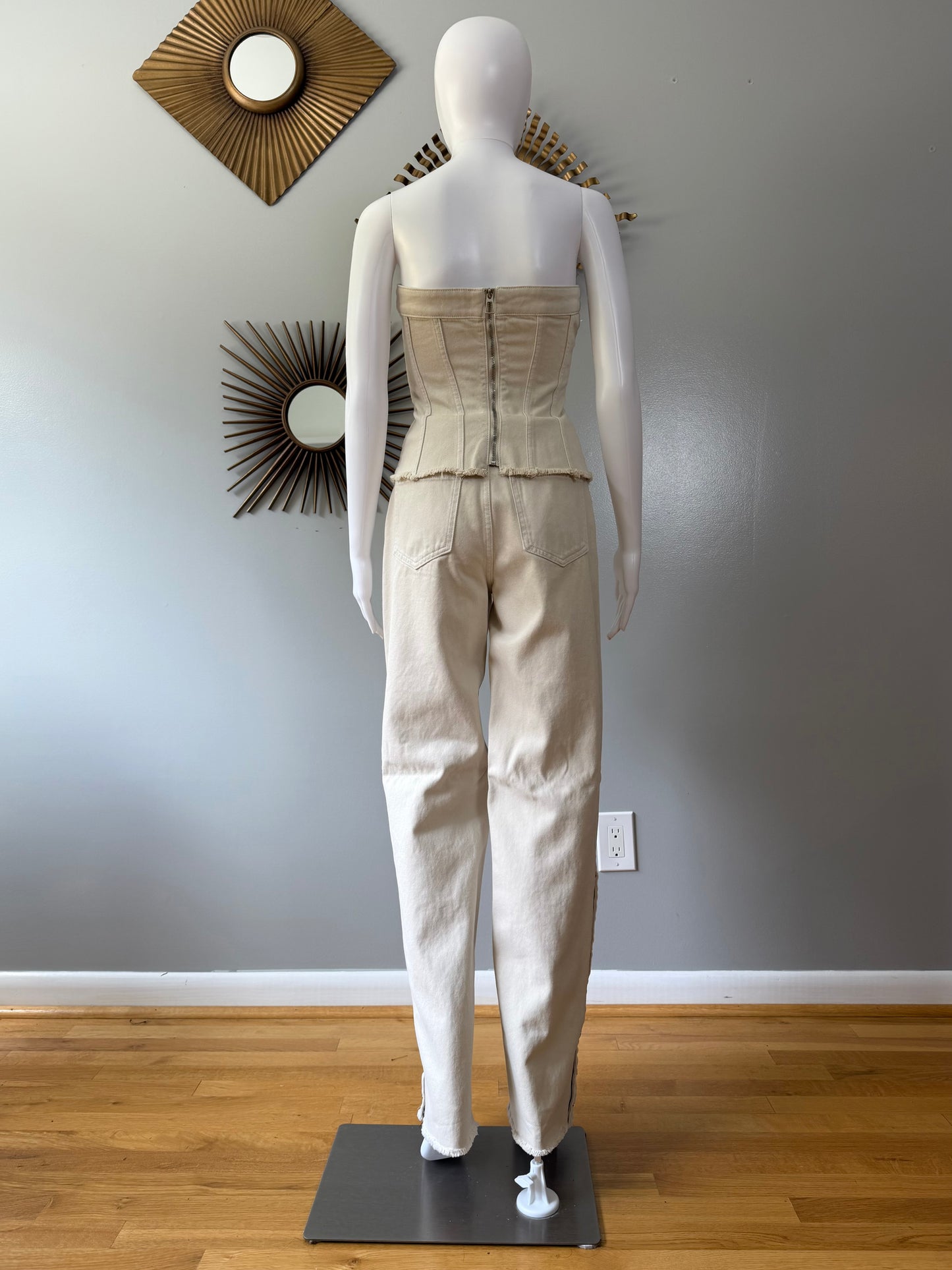 Mistress Rocks - Oat Denim Strapless Top and Jeans Set