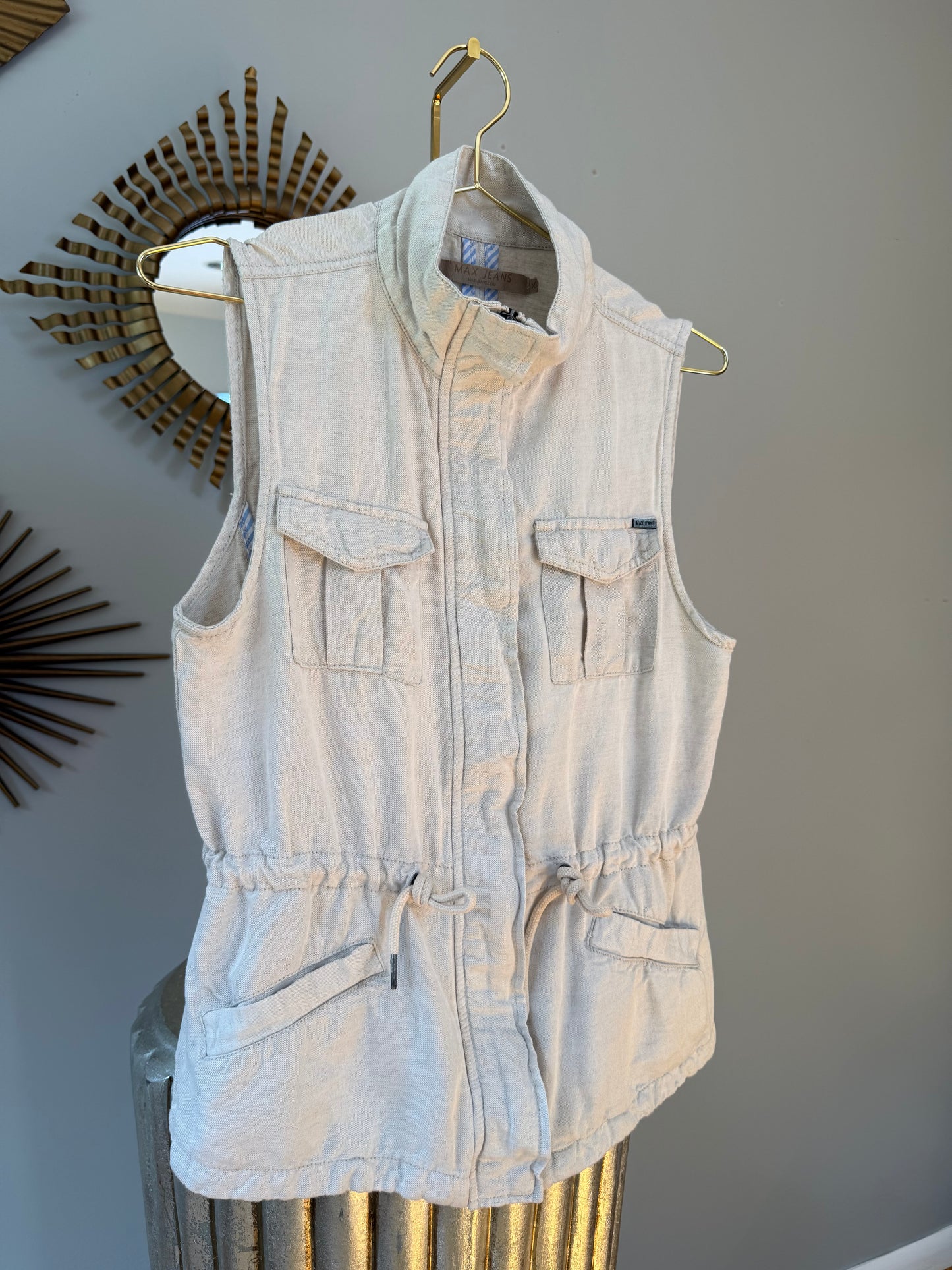 Max Jeans - Beige Zip Up Vest