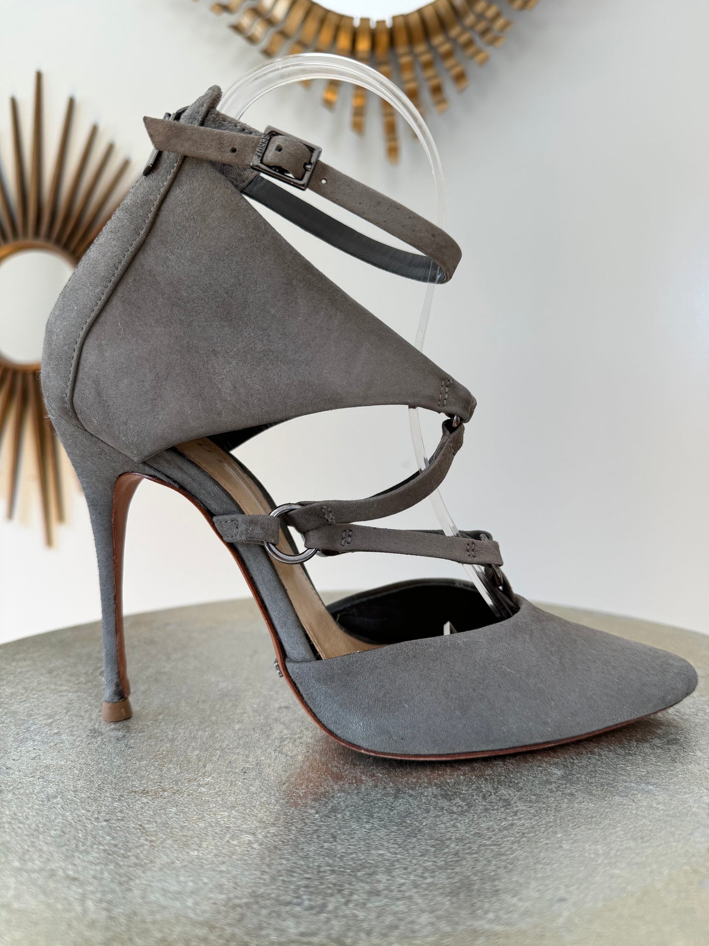Schutz - Grey Dezi Suede Harness Heels