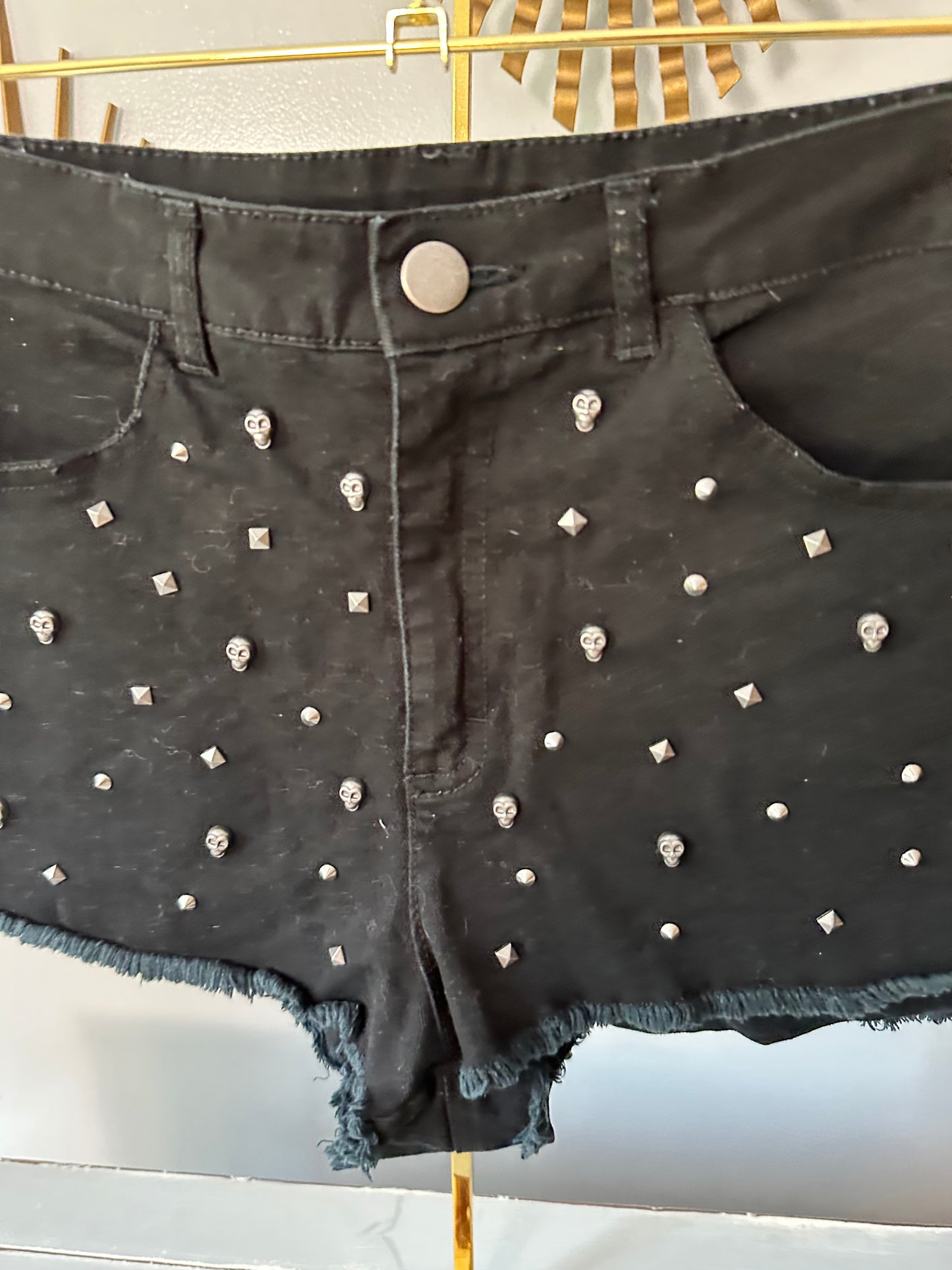 H&M Divided - Black Skull & Spikes High Waist Shorts
