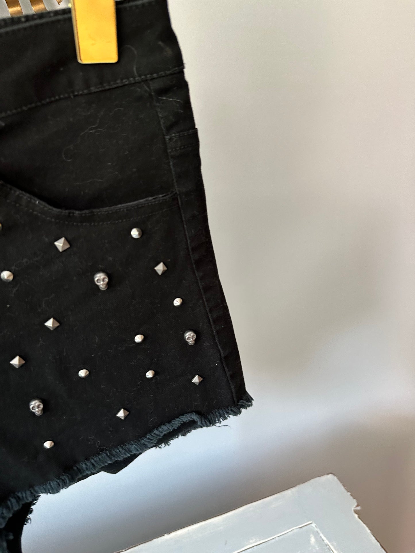 H&M Divided - Black Skull & Spikes High Waist Shorts