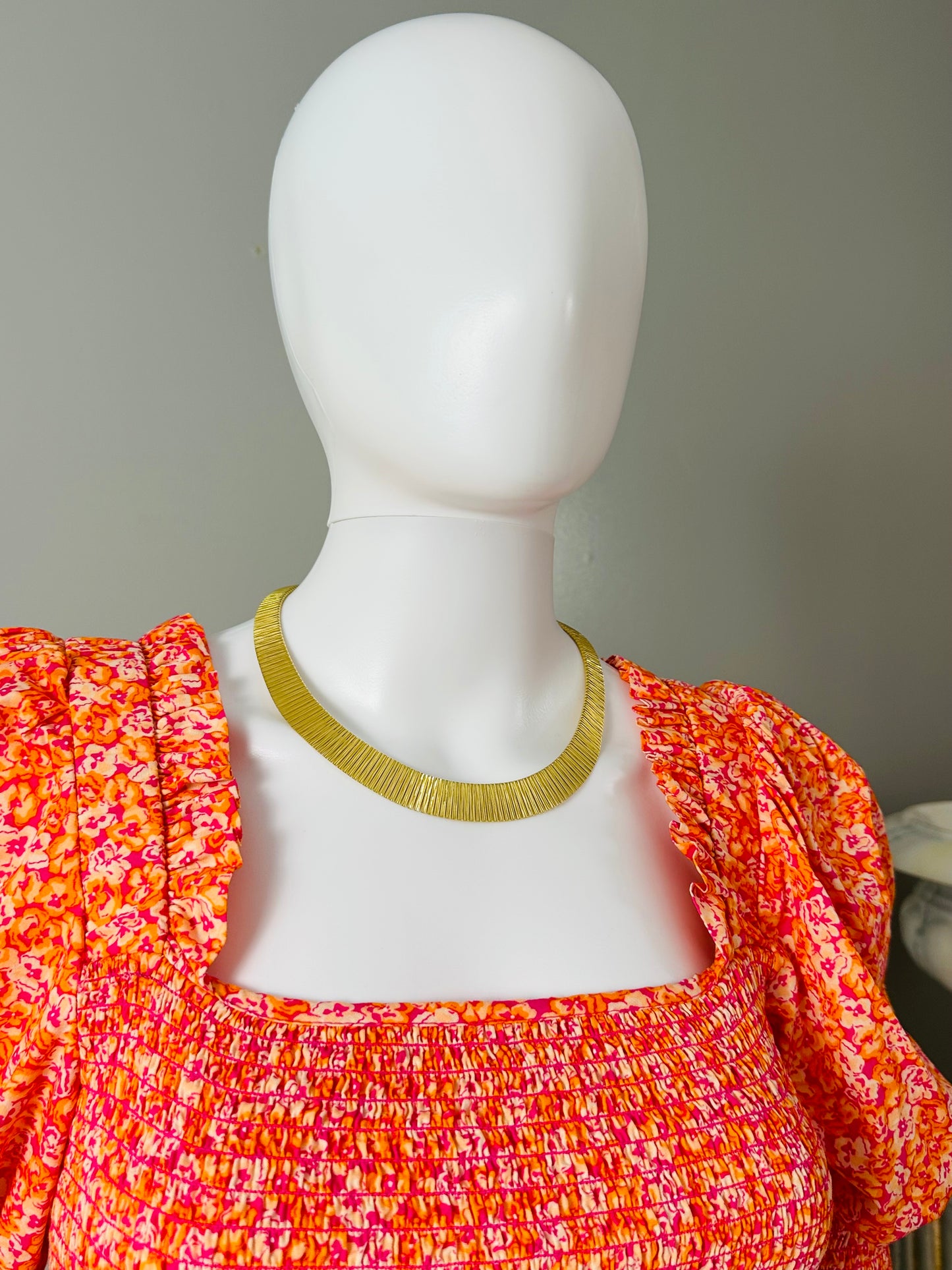 CeCe - Orange Top w/ Puff Sleeves
