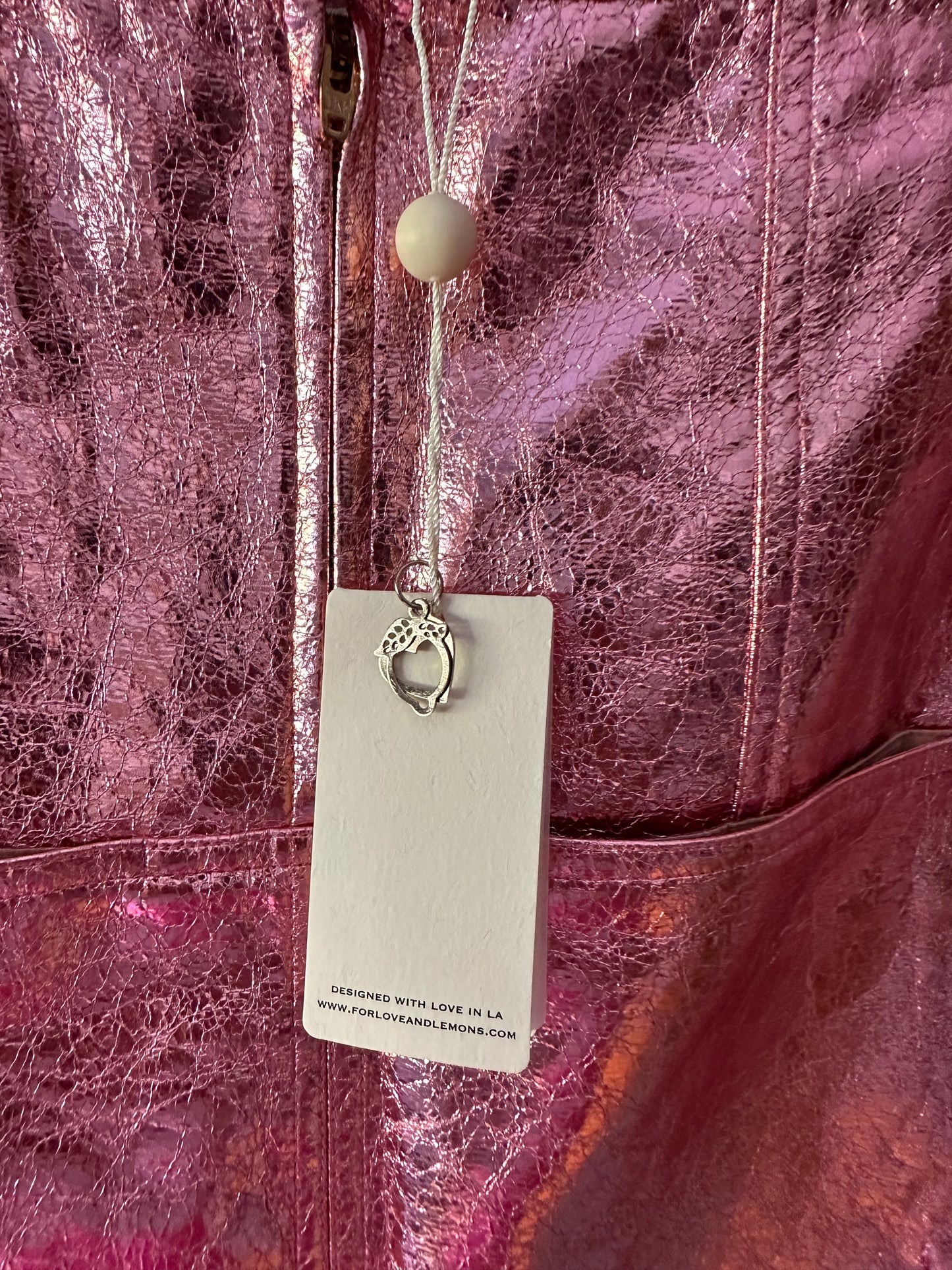 For Love & Lemons- Pink Luna Metallic Mini Skirt