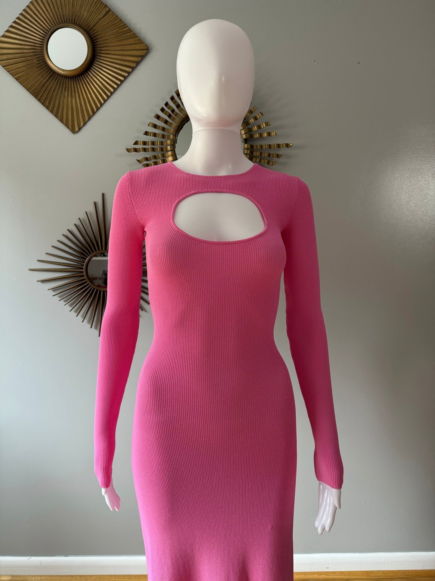 ZARA - Pink Front Keyhole Maxi Dress