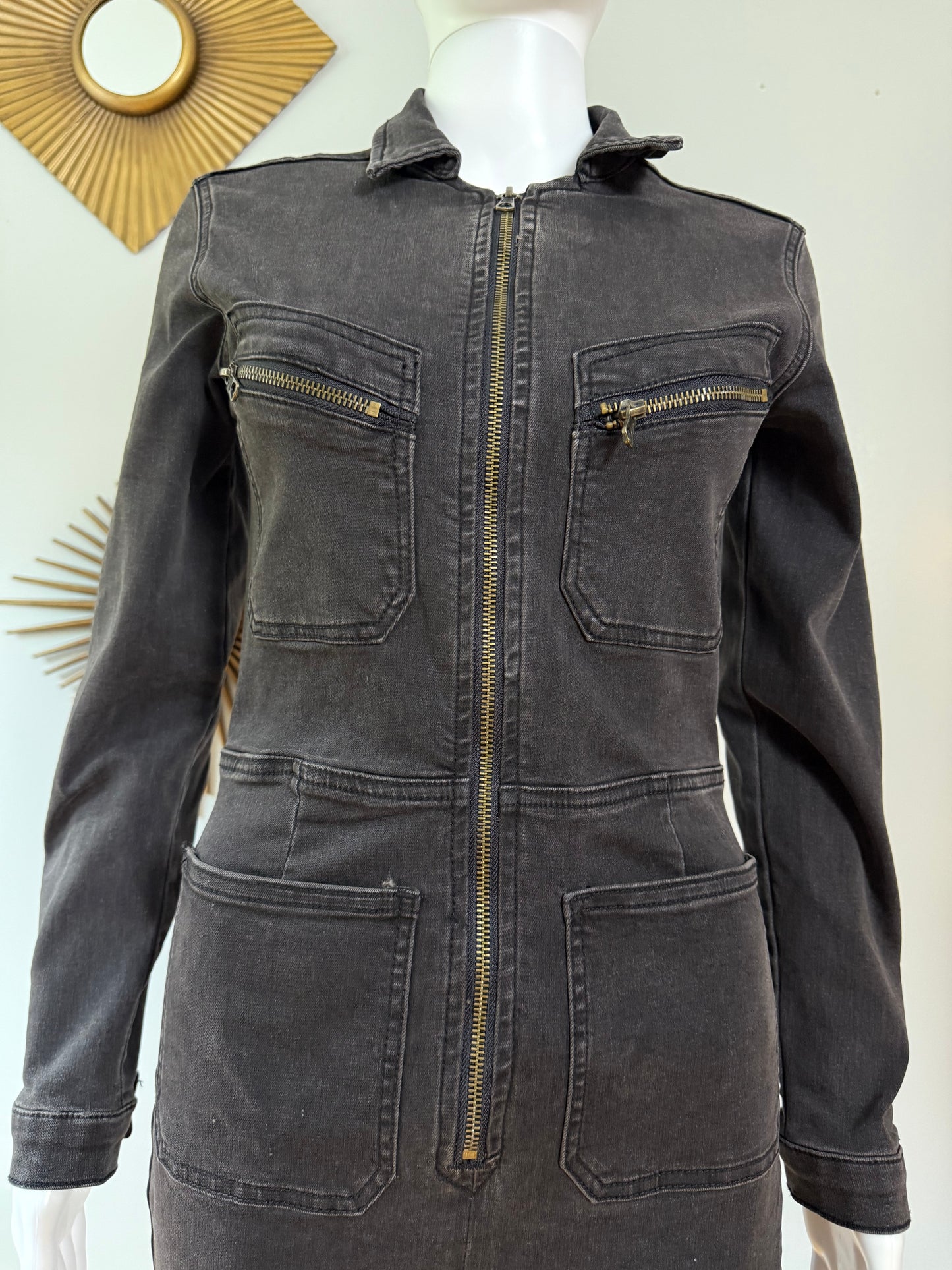 Free People - Black Denim Lennox Jumpsuit