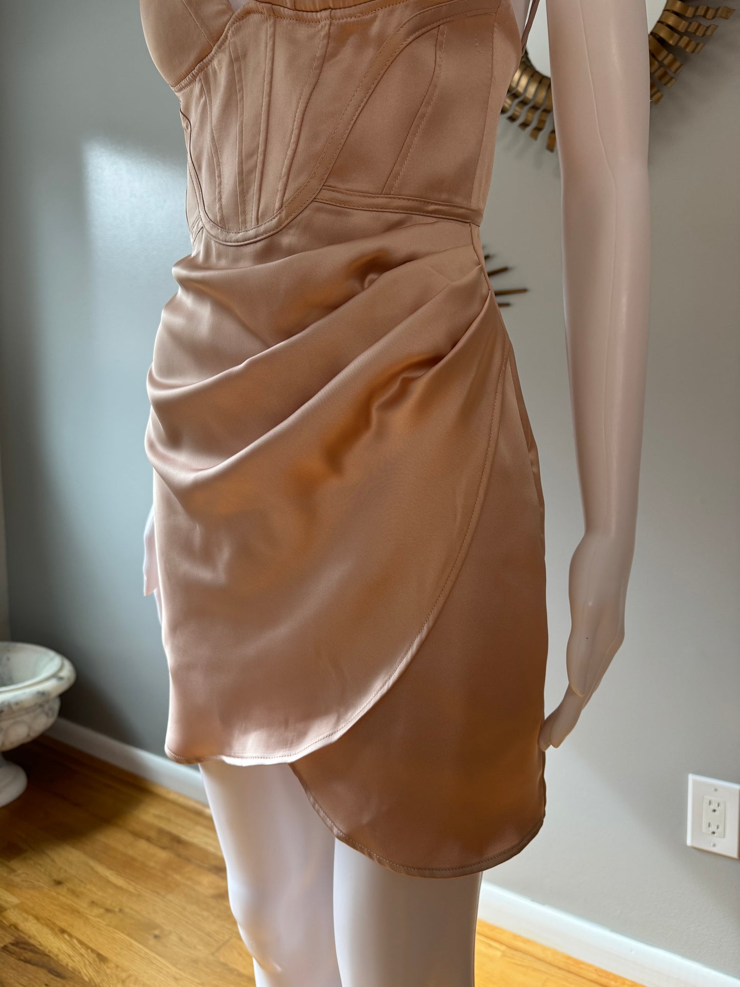 ZARA - Champagne Corset Top Mini Dress