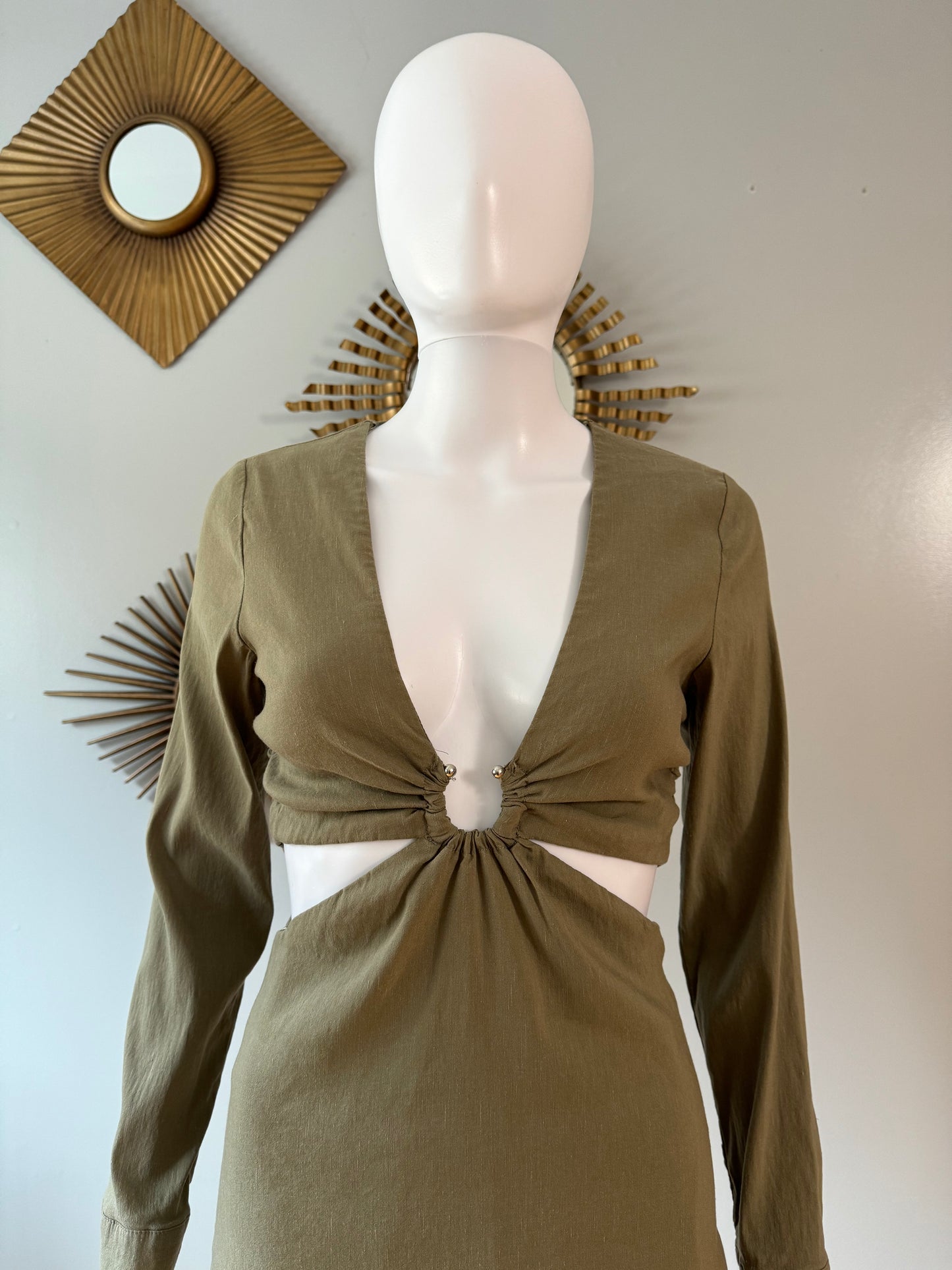 ZARA - Green Deep V Mini Dress