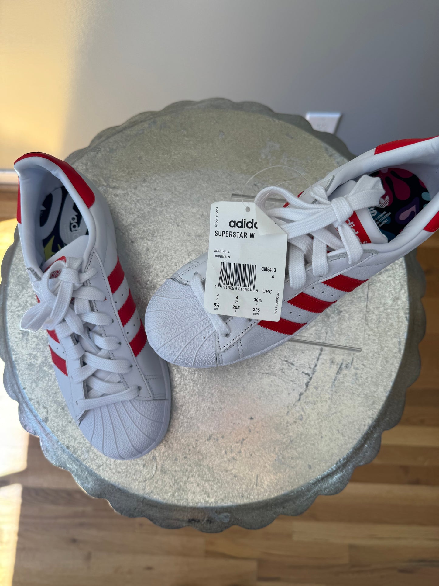 Adidas - White & Red Superstar Sneakers