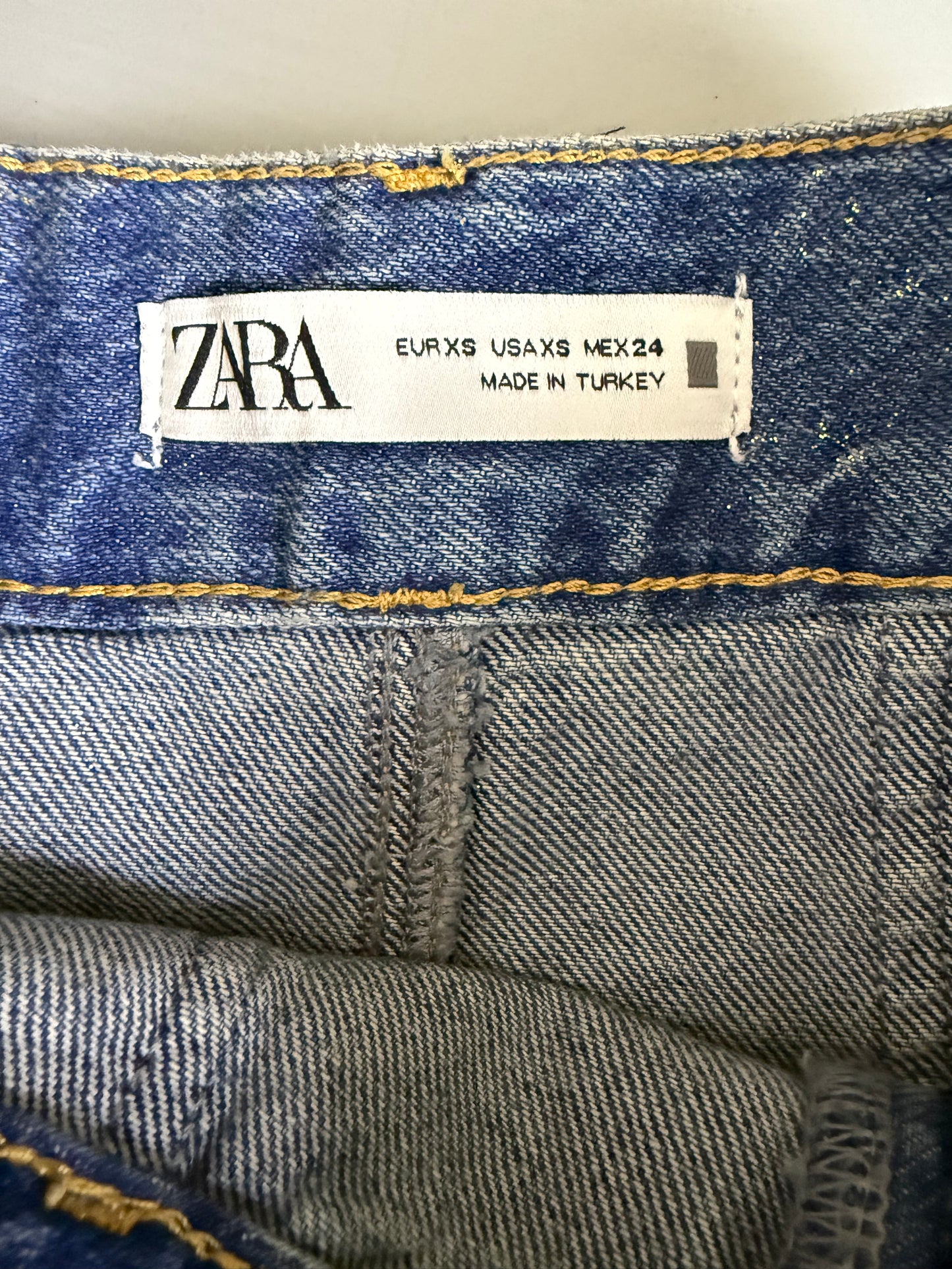 ZARA - Blue Denim Mini Skirt w/ Gold Accents