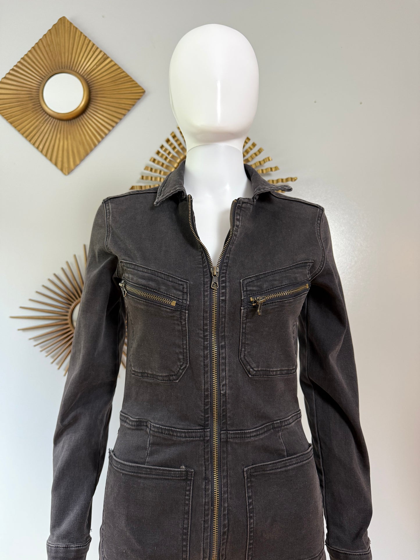 Free People - Black Denim Lennox Jumpsuit