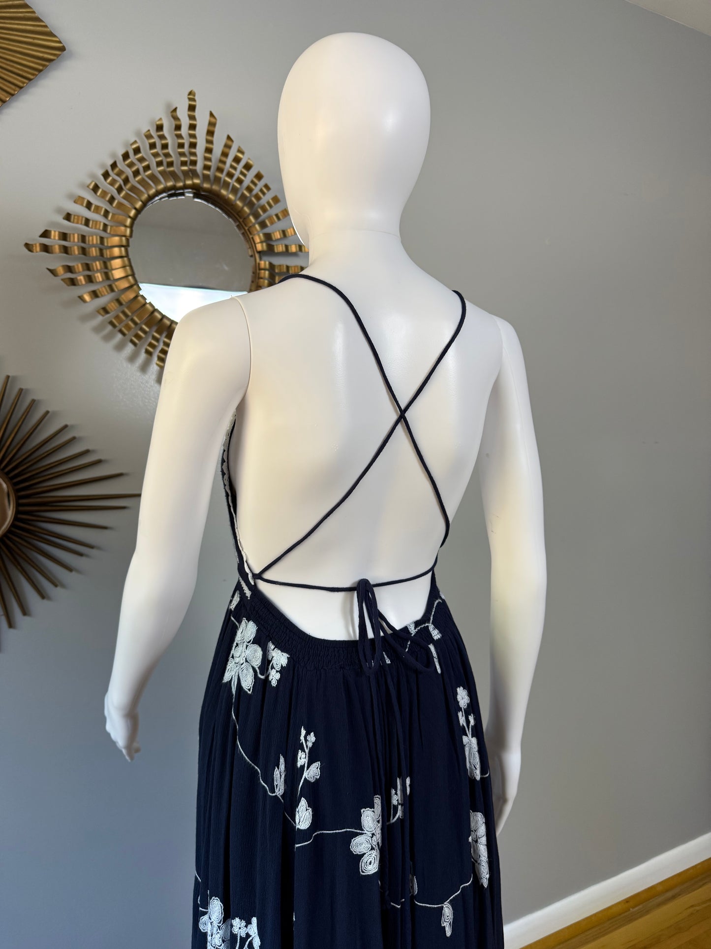 Lulu’s - Blue Floral Embroidered Maxi Dress