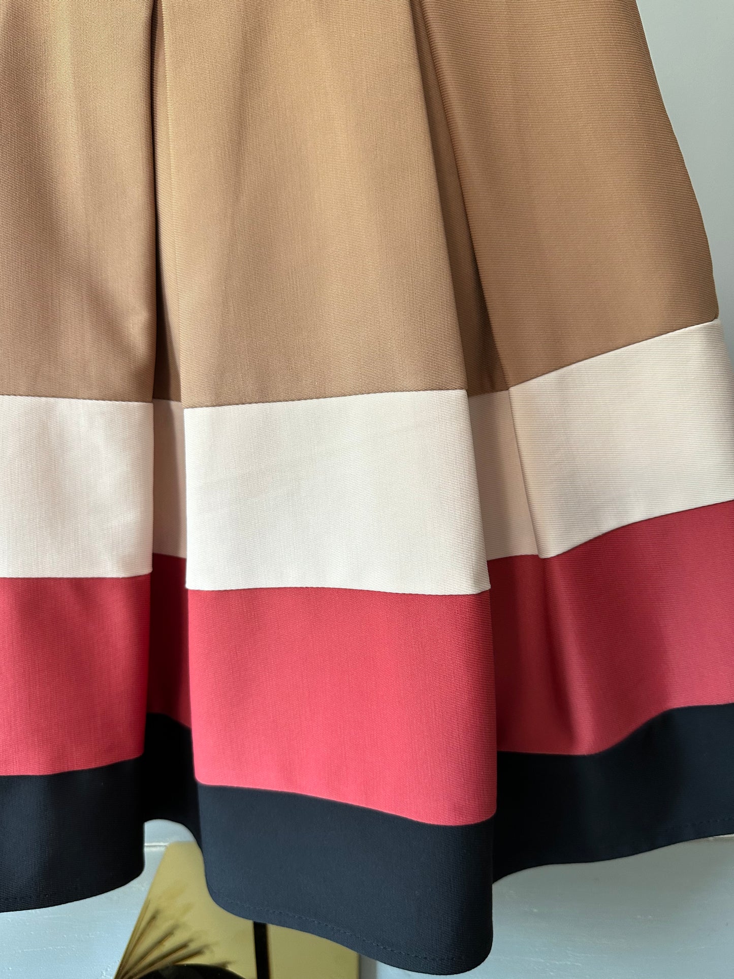 ZARA - Tan Color block A-line Midi Skirt