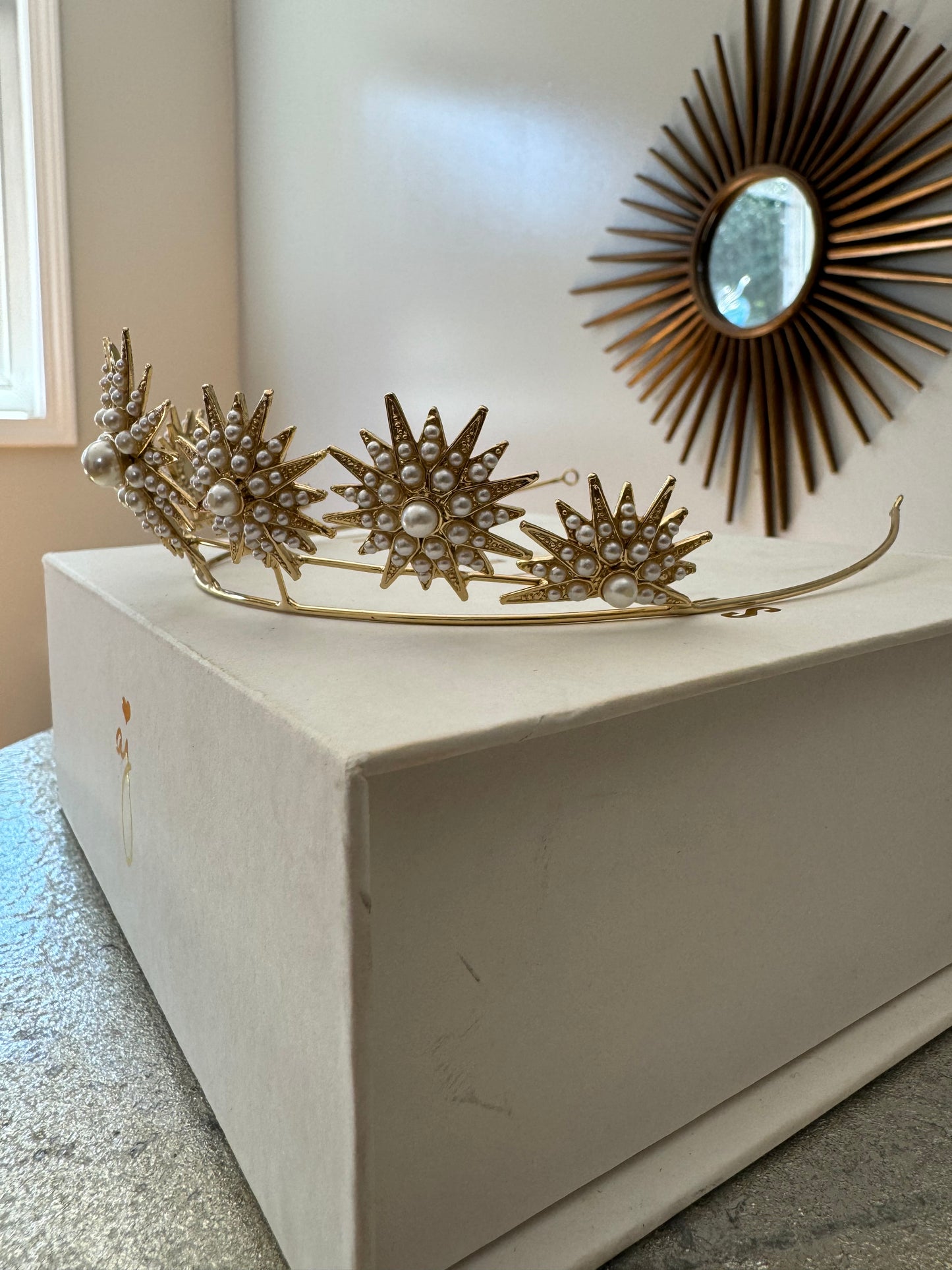 Untamed Petal - Gold Violeta Tiara  w/ Pearl Details