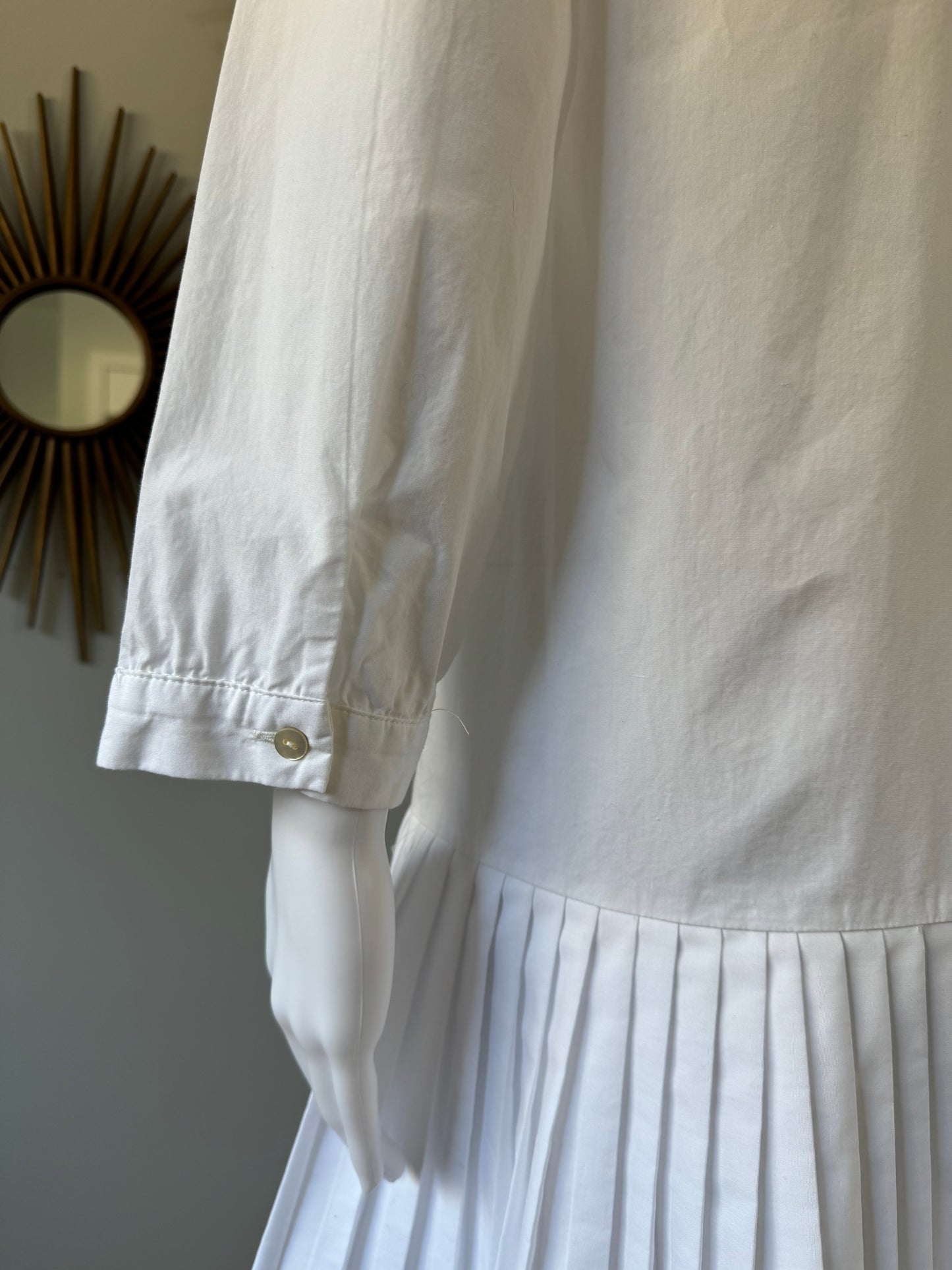 ZARA - White Pleated Skirt Shirt Dress