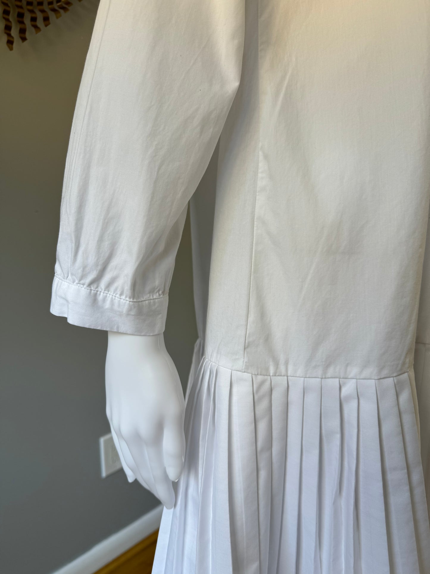 ZARA - White Pleated Skirt Shirt Dress